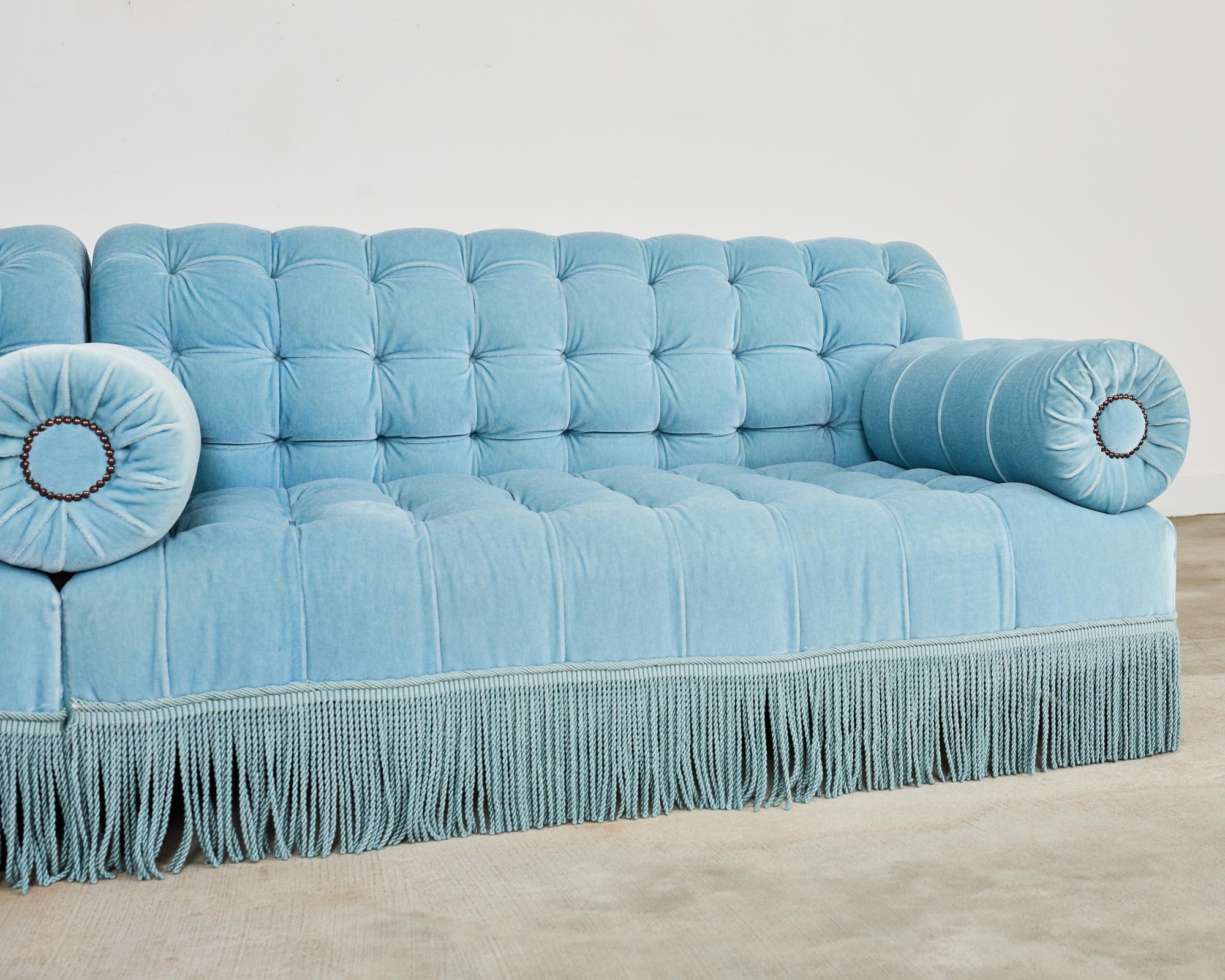 Divano componibile in velluto mohair trapuntato George Smith in vendita 11