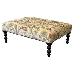 George Smith Upholstered Paisley Ottoman / Bench with Turned Legs, England