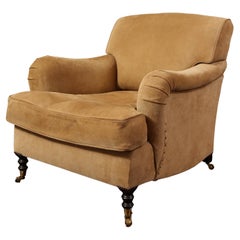 George Smith Upholstered Suede Signature Scroll Chair