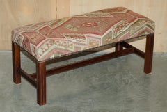 GEORGE SMITH VICTORiAN STYLE KILIM UPHOLSTERED FOOTSTOOL BENCH FOR 2 TWO SHARE