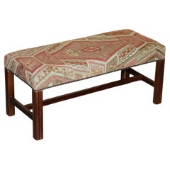 GEORGE SMITH VICTORiAN STYLE KILIM UPHOLSTERED FOOTSTOOL BENCH FOR 2 TWO SHARE