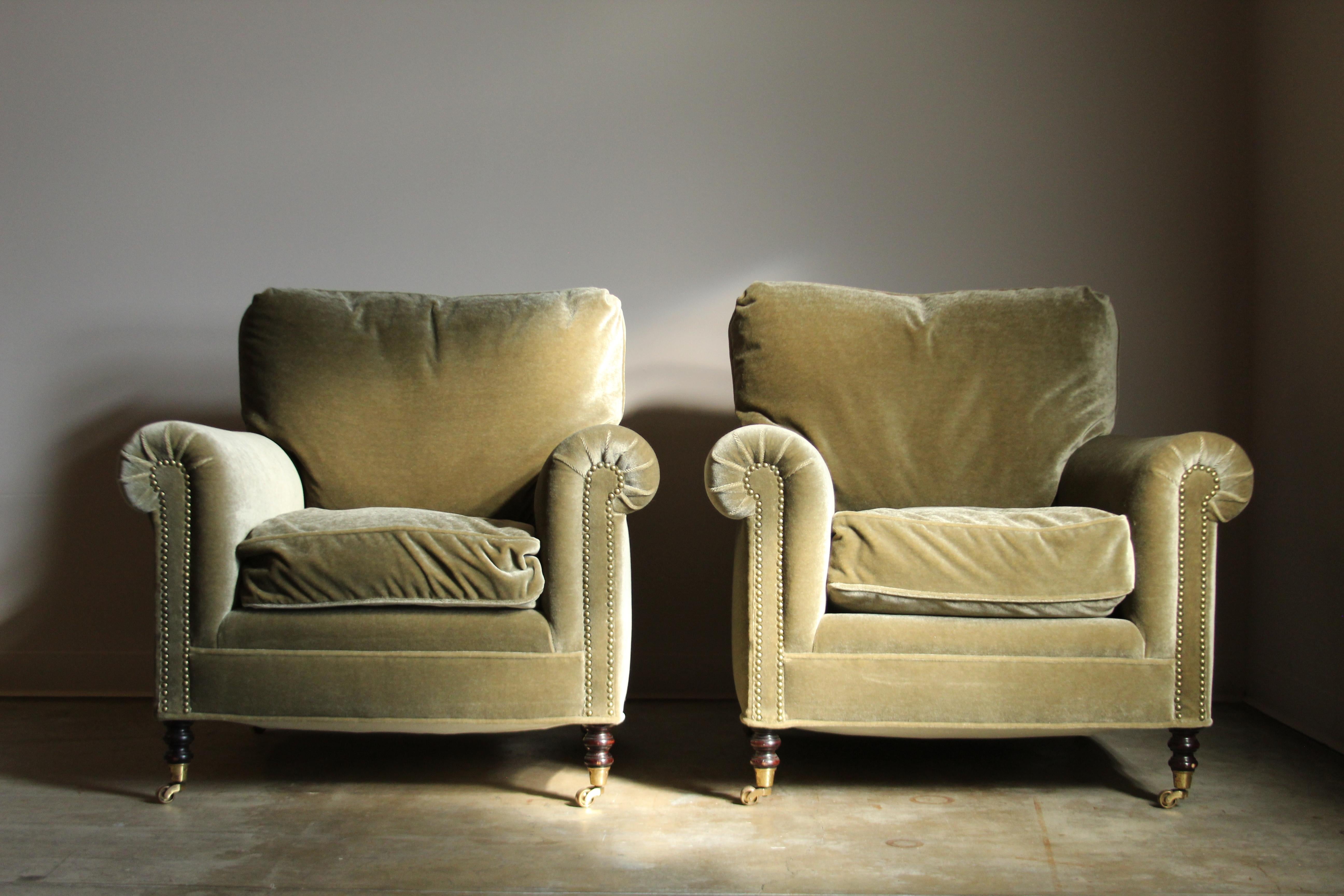 Paire de fauteuils club vintage en mohair de George Smith, années 2000 en vente 5
