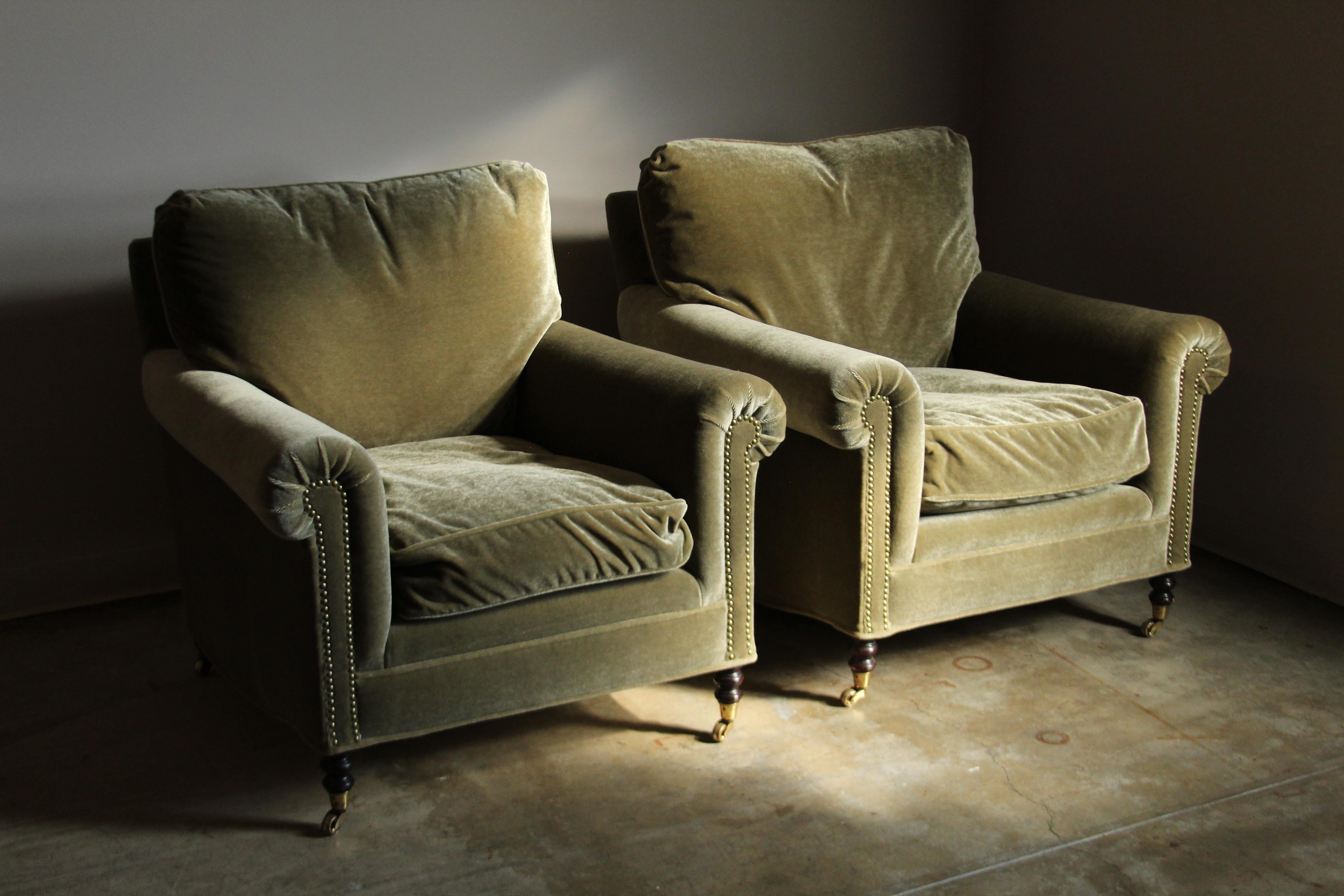Paire de fauteuils club vintage en mohair de George Smith, années 2000 Bon état - En vente à Coronado, CA