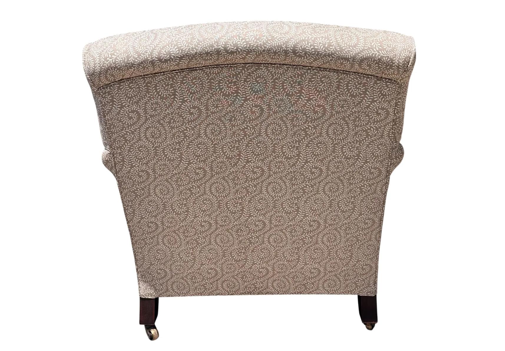 British George Smith White Linen Upholstered Roll Arm Club Chair - 1 of 2 For Sale