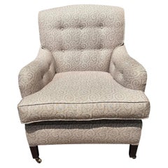 George Smith White Linen Upholstered Roll Arm Club Chair - 1 of 2