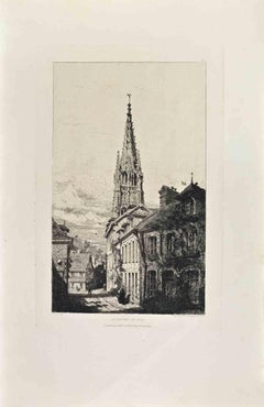 Lillebonne en 1848 - Aguafuerte de George Snell - Década de 1860