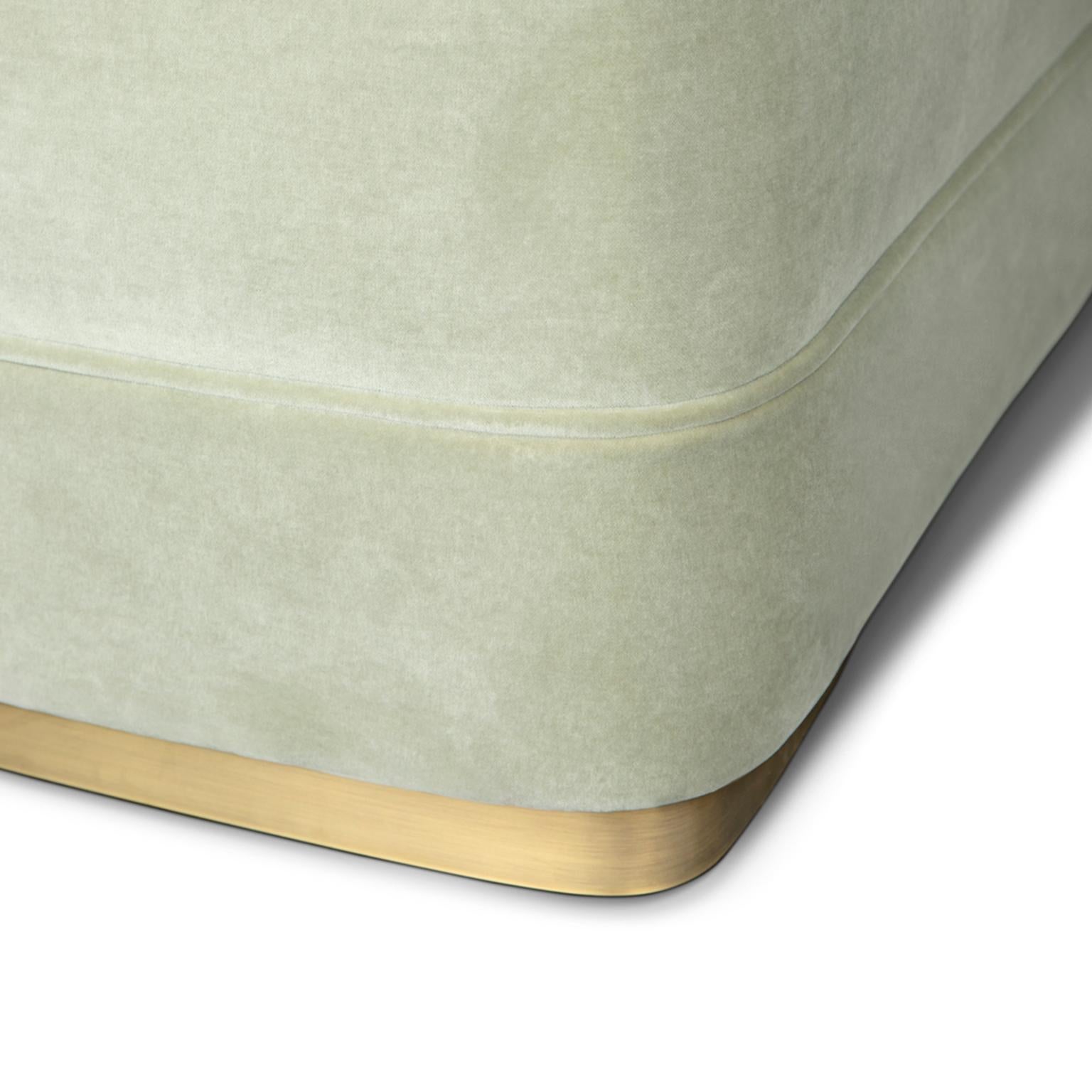 Contemporary George Sofa Fully Upholstered in Velvet and Brushed Brass Base by Brabbu For Sale