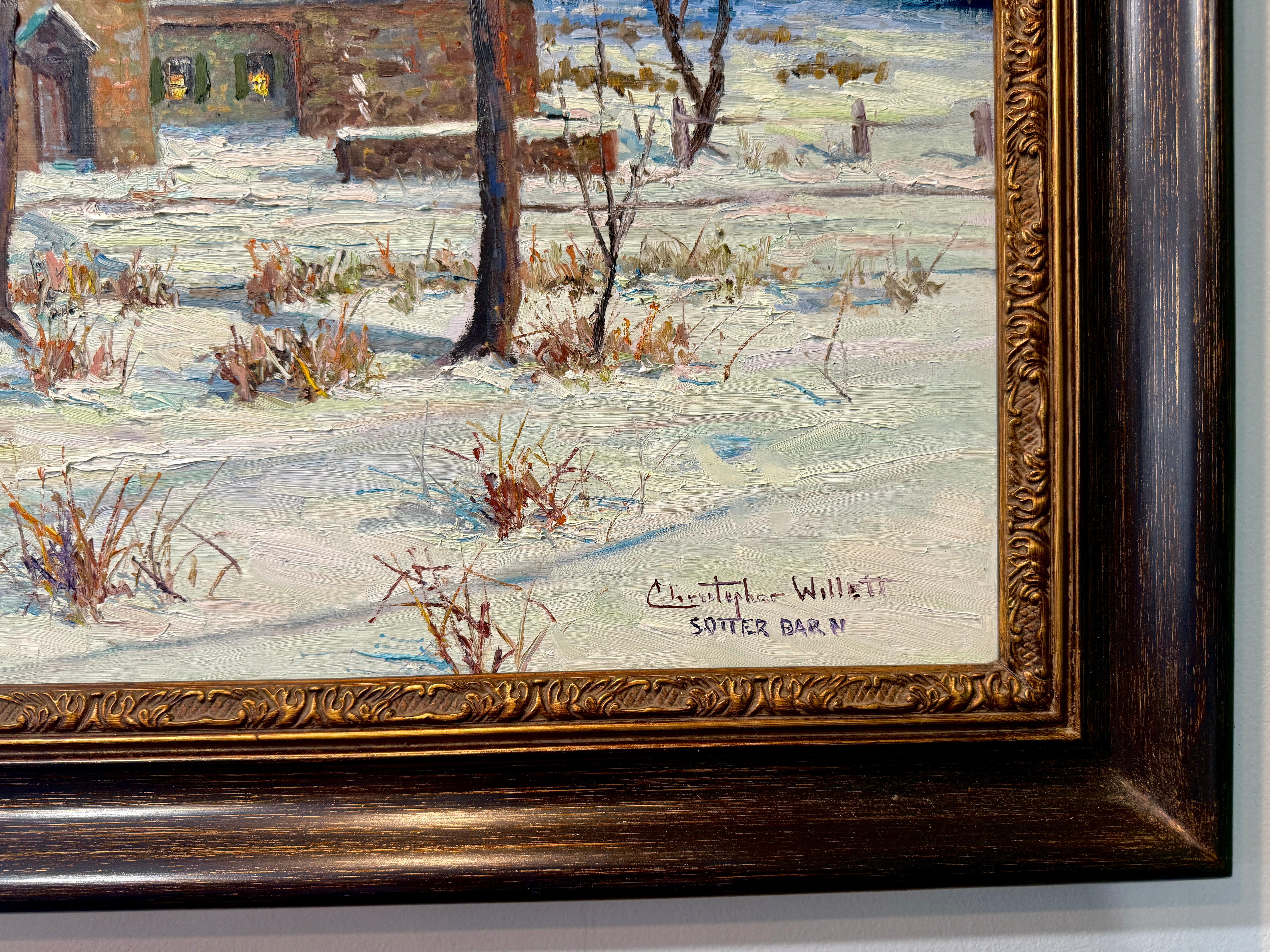 A olio George Sotter Studio Barn Bucks County Impressionista Scena notturna Pittura ad olio in vendita