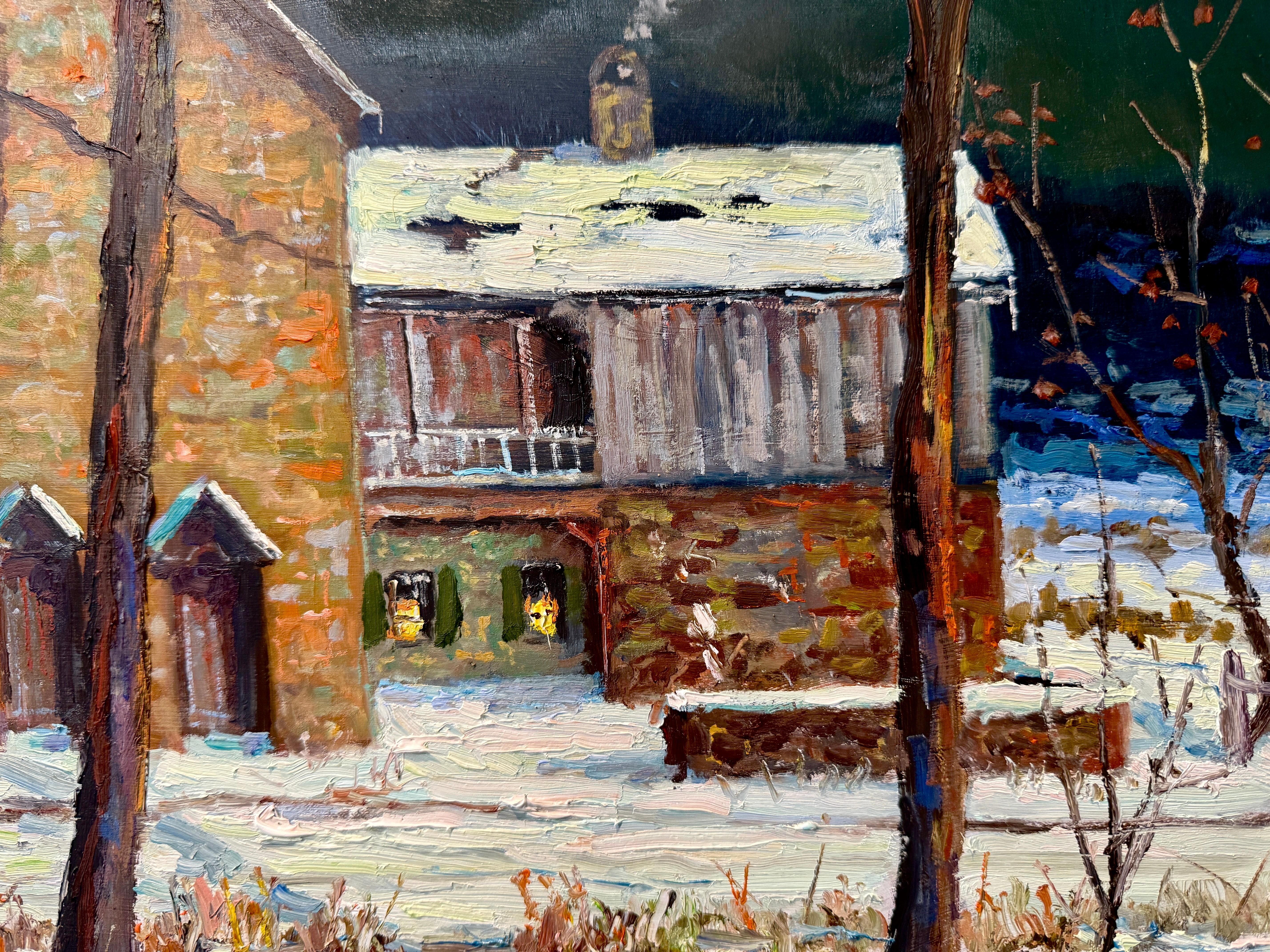 George Sotter Studio Barn Bucks County Impressionista Scena notturna Pittura ad olio In condizioni ottime in vendita a Philadelphia, PA