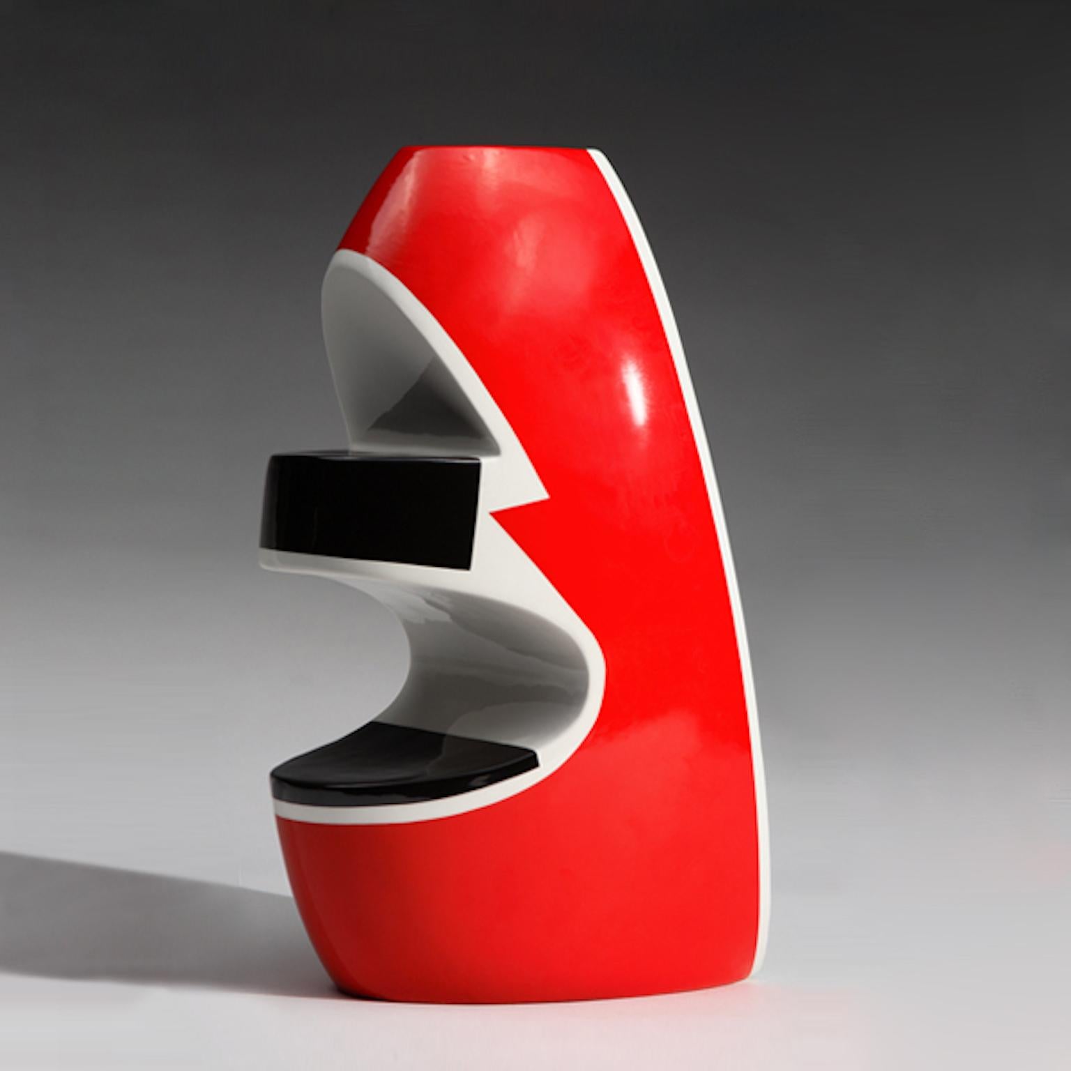 Moderne Vase en céramique italienne rouge de George Sowden pour les éditions Superego. en vente