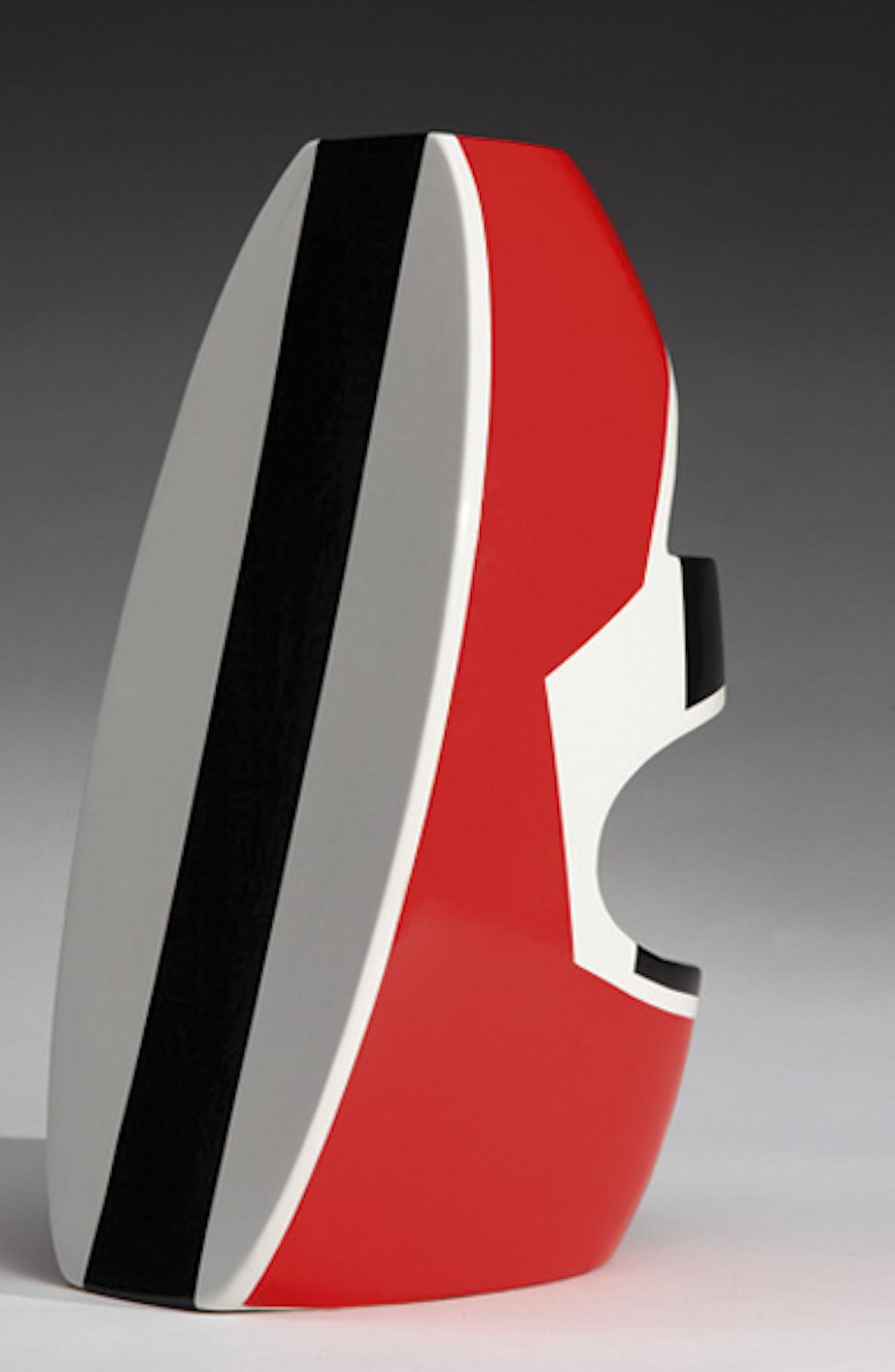 Enameled Italian Ceramic Vase Red Model by George Sowden for Superego Editions. For Sale