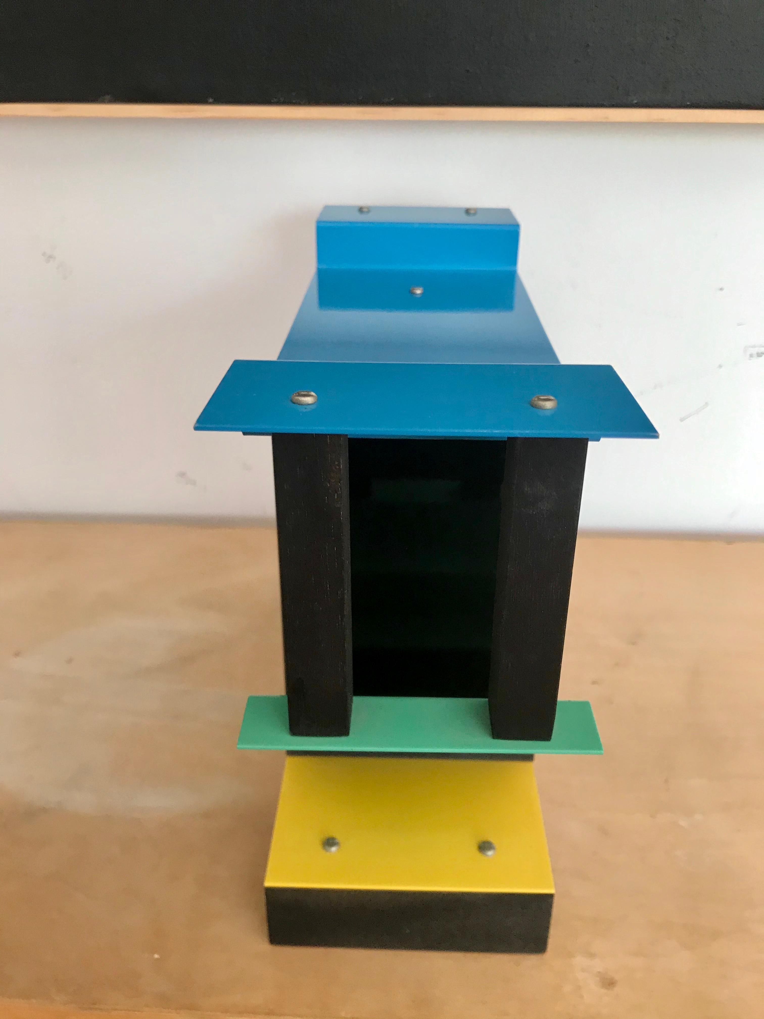 Steel George Sowden Memphis Milano Objet D'art Clock, 1983