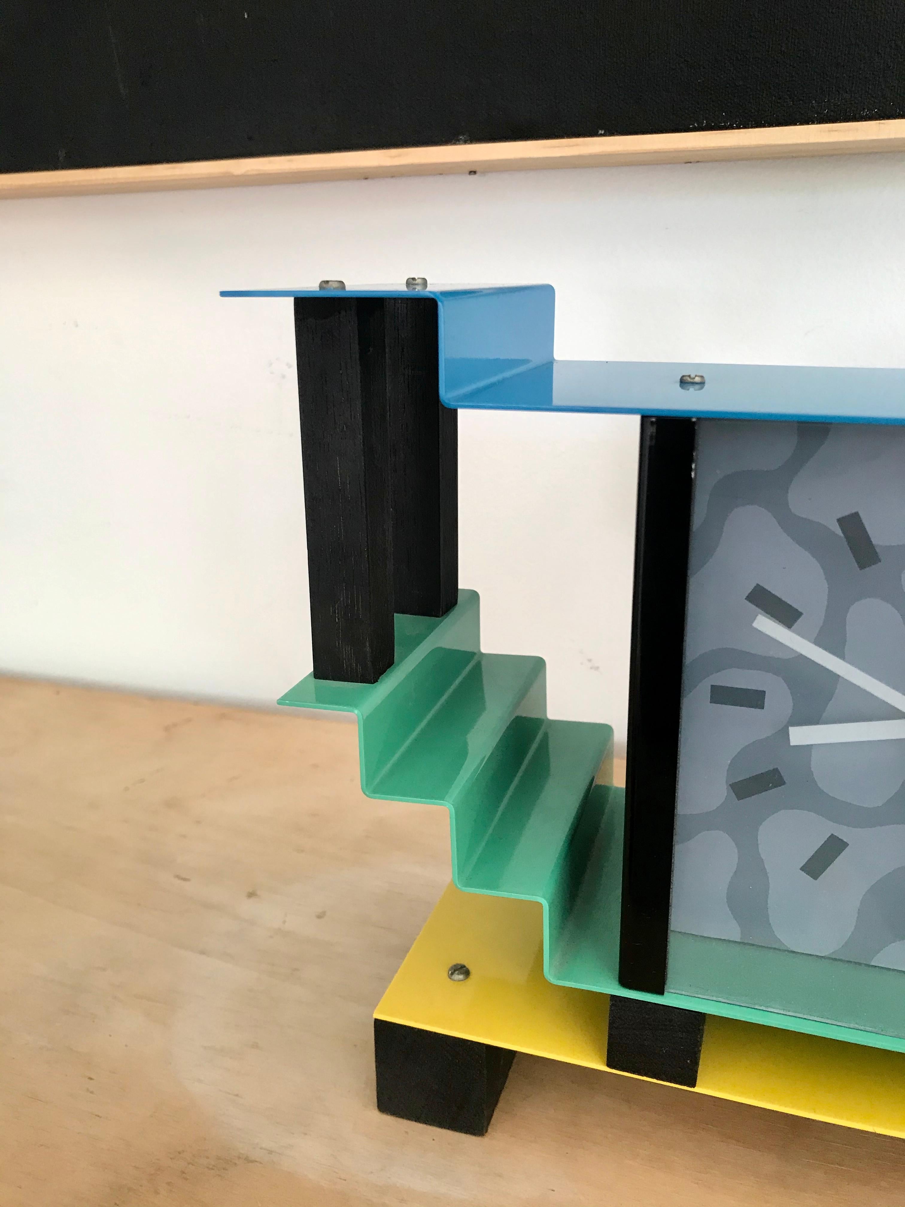 Italian George Sowden Memphis Milano Objet D'art Clock, 1983