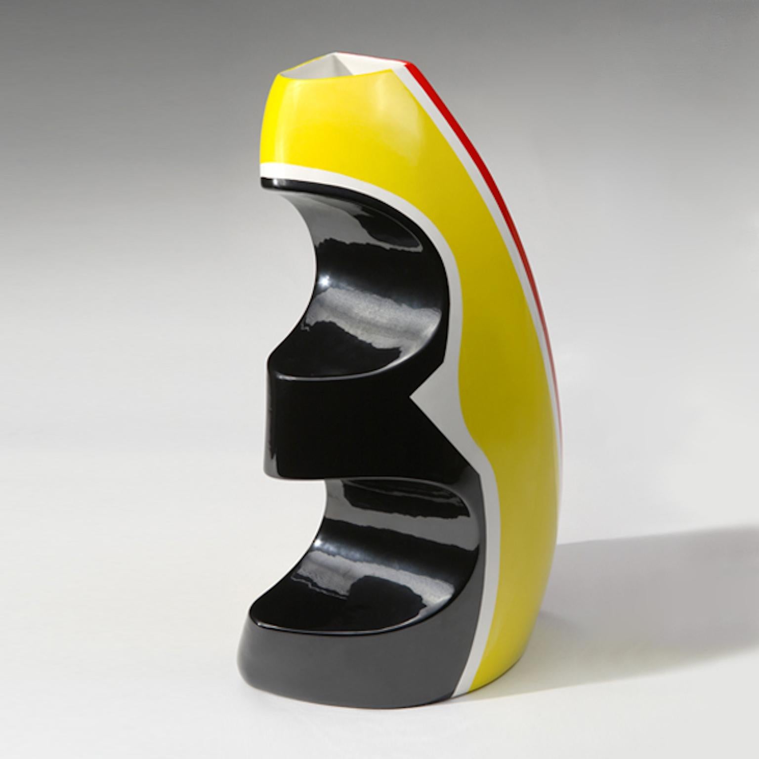 Moderne Vase en céramique italienne jaune modèle de George Sowden pour Superego Editions en vente