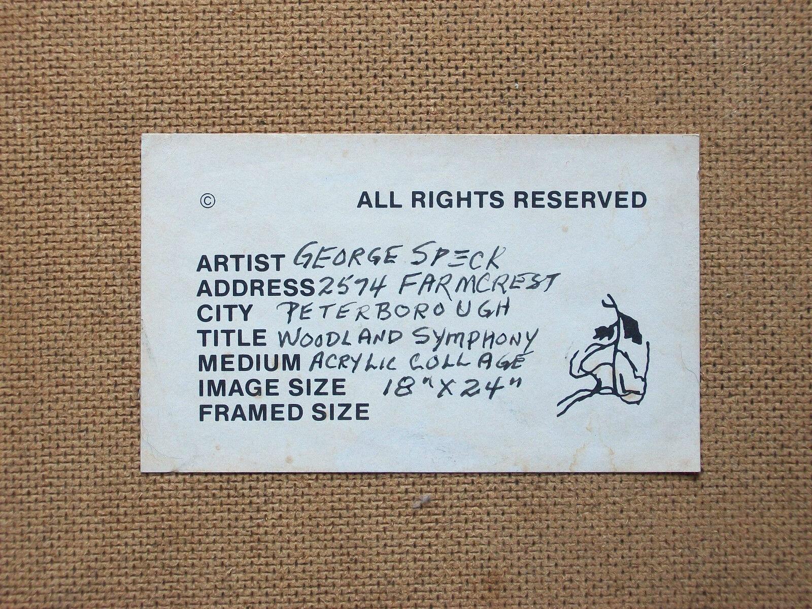 George Speck, Woodland Symphony, collage e acrilico su pannello, Canada, C.1998 in vendita 3