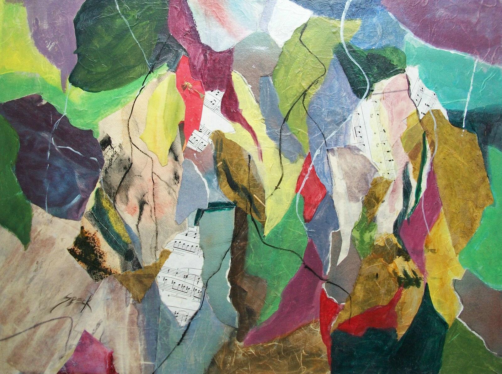 Moderno George Speck, Woodland Symphony, collage e acrilico su pannello, Canada, C.1998 in vendita