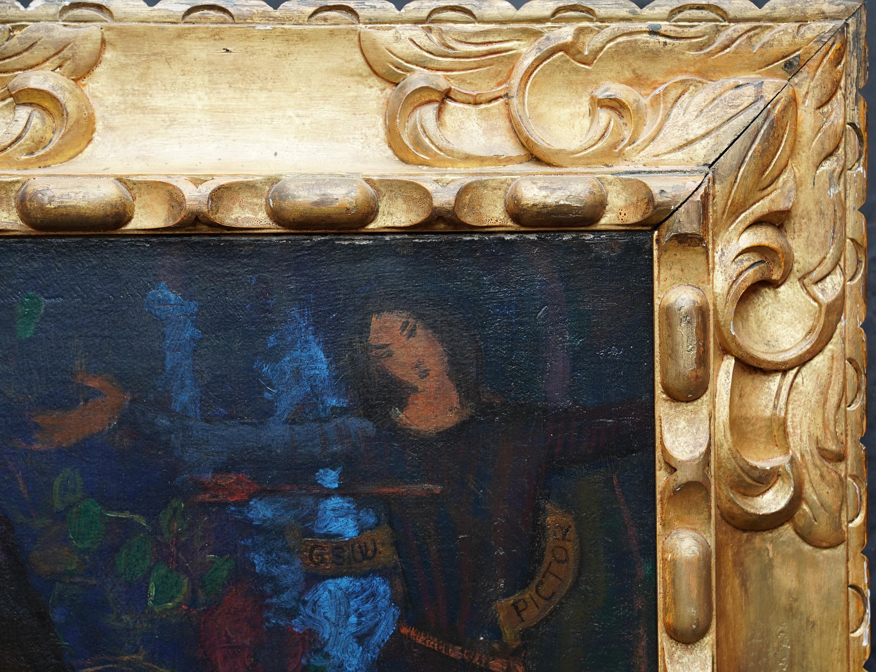 Mi Señora de la Rosa Retrato de Hilda, la esposa del artista - Pintura al óleo británica en venta 13