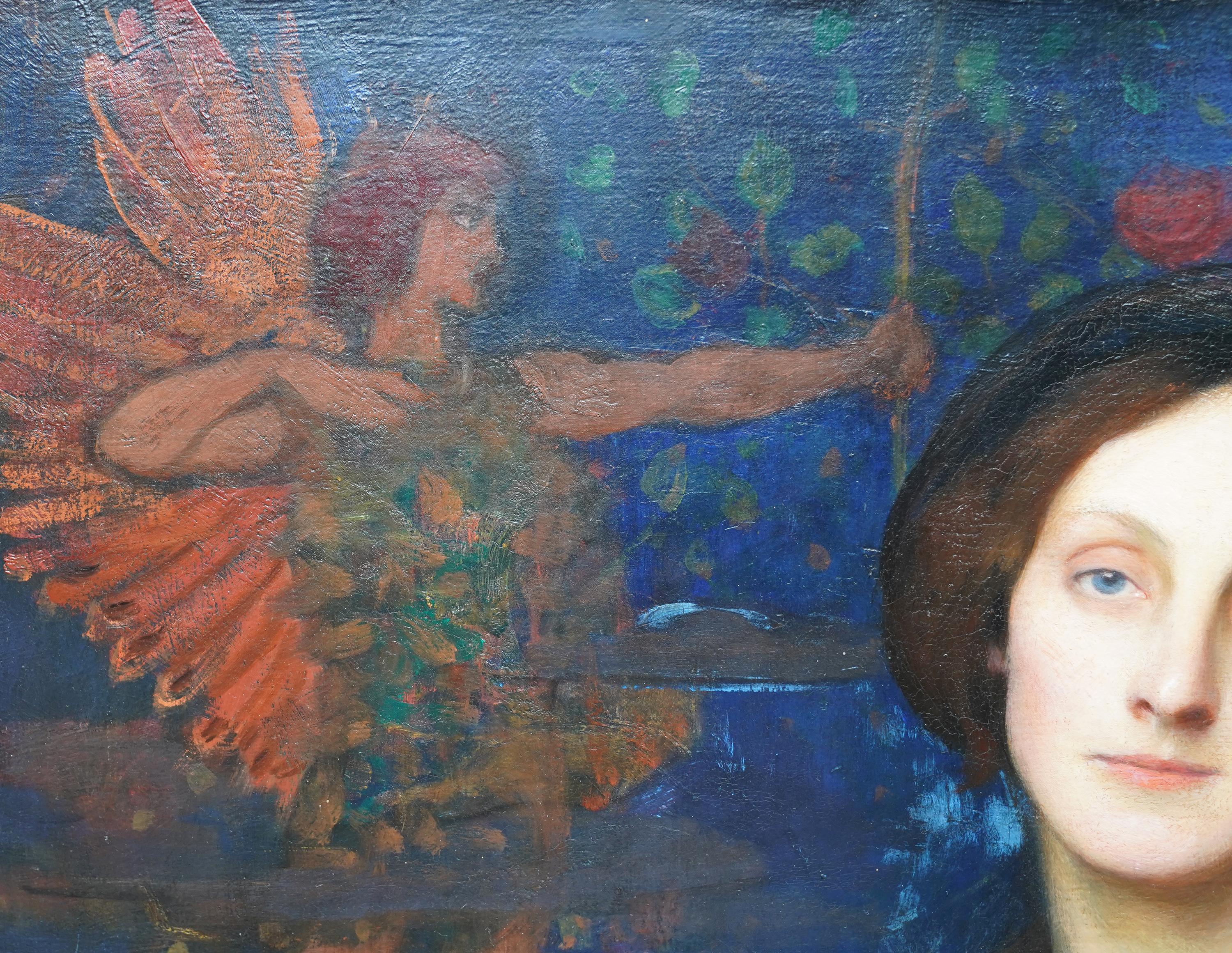 Mi Señora de la Rosa Retrato de Hilda, la esposa del artista - Pintura al óleo británica en venta 4
