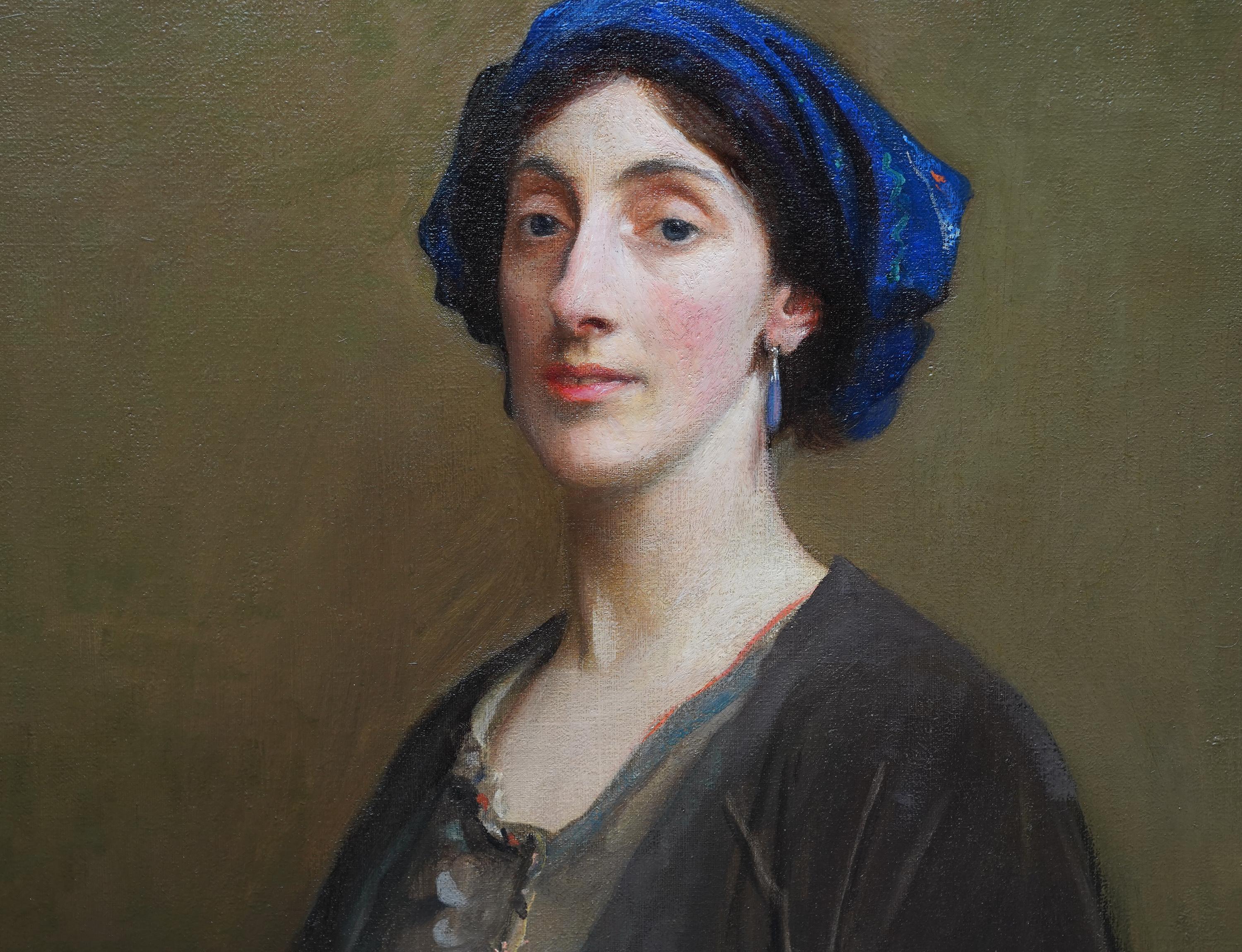 This superb British portrait oil painting is by noted artist George Spencer Watson and is dateable to 1913. The sitter is Lillian Gardiner ( Mrs Jack Allen) and is the sister of Watson's wife, Hila Gardiner. Watson also painted Hila's other sister