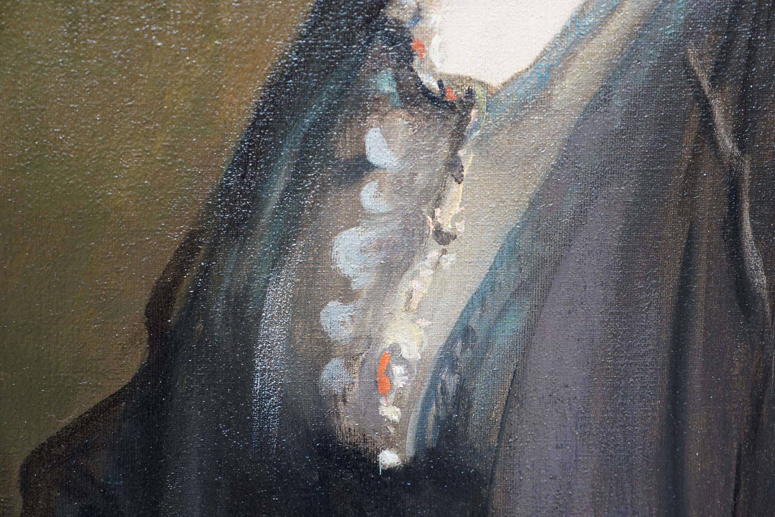 Ritratto di Lillian Gardiner Signora Jack Allen  Pittura ad olio dell'arte edoardiana britannica in vendita 2