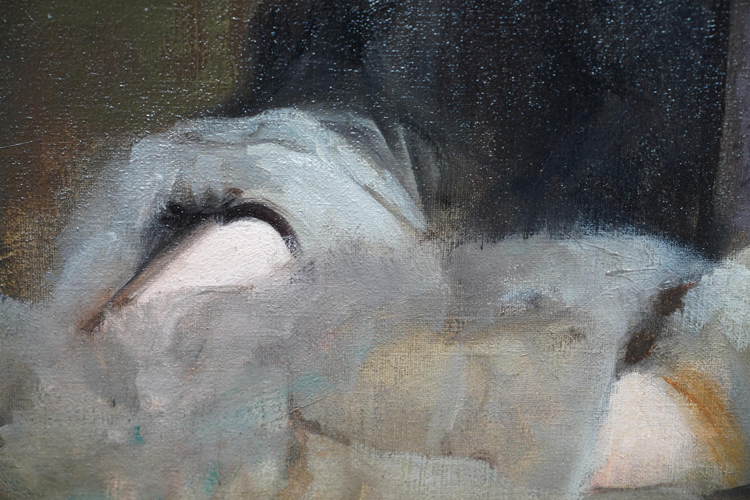 Ritratto di Lillian Gardiner Signora Jack Allen  Pittura ad olio dell'arte edoardiana britannica in vendita 3