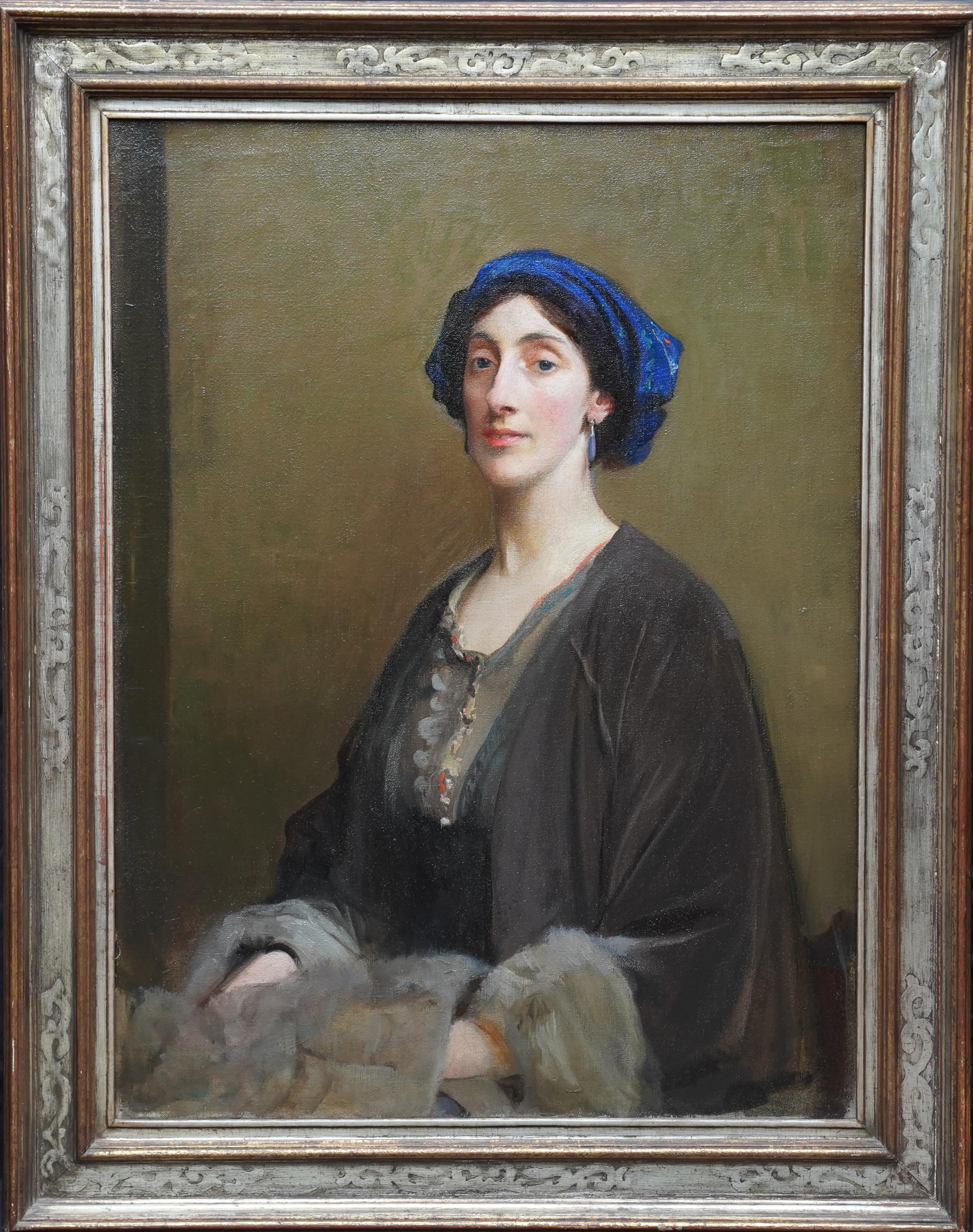 George Spencer Watson Portrait Painting - Portrait of Lillian Gardiner Mrs Jack Allen  British Edwardian art oil painting