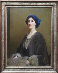 Portrait de Lillian Gardiner, Mme Jack Allen  Peinture à l'huile édouardienne britannique