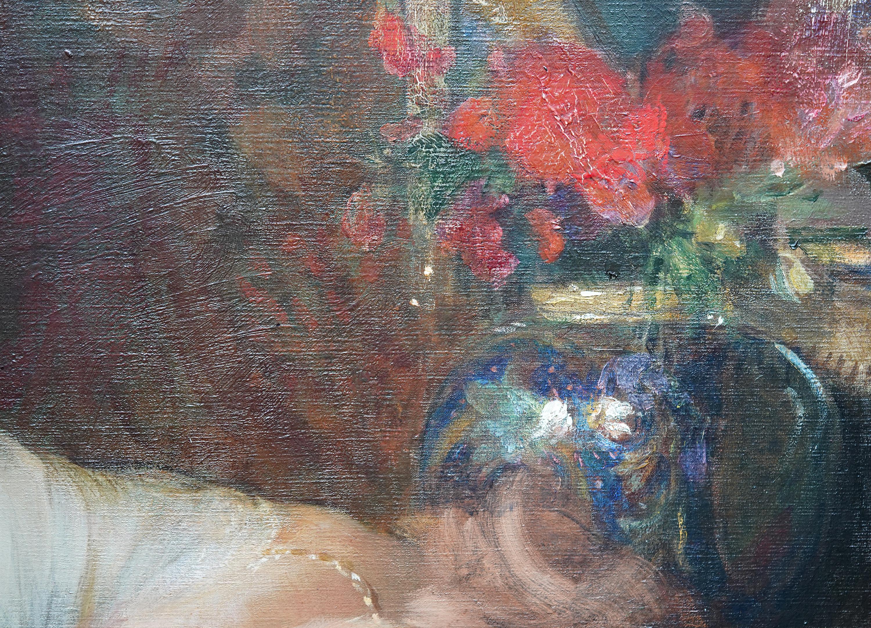 Retrato de la Sra. de William Tisdall Elsie Gardiner - Pintura al óleo eduardiana británica en venta 4