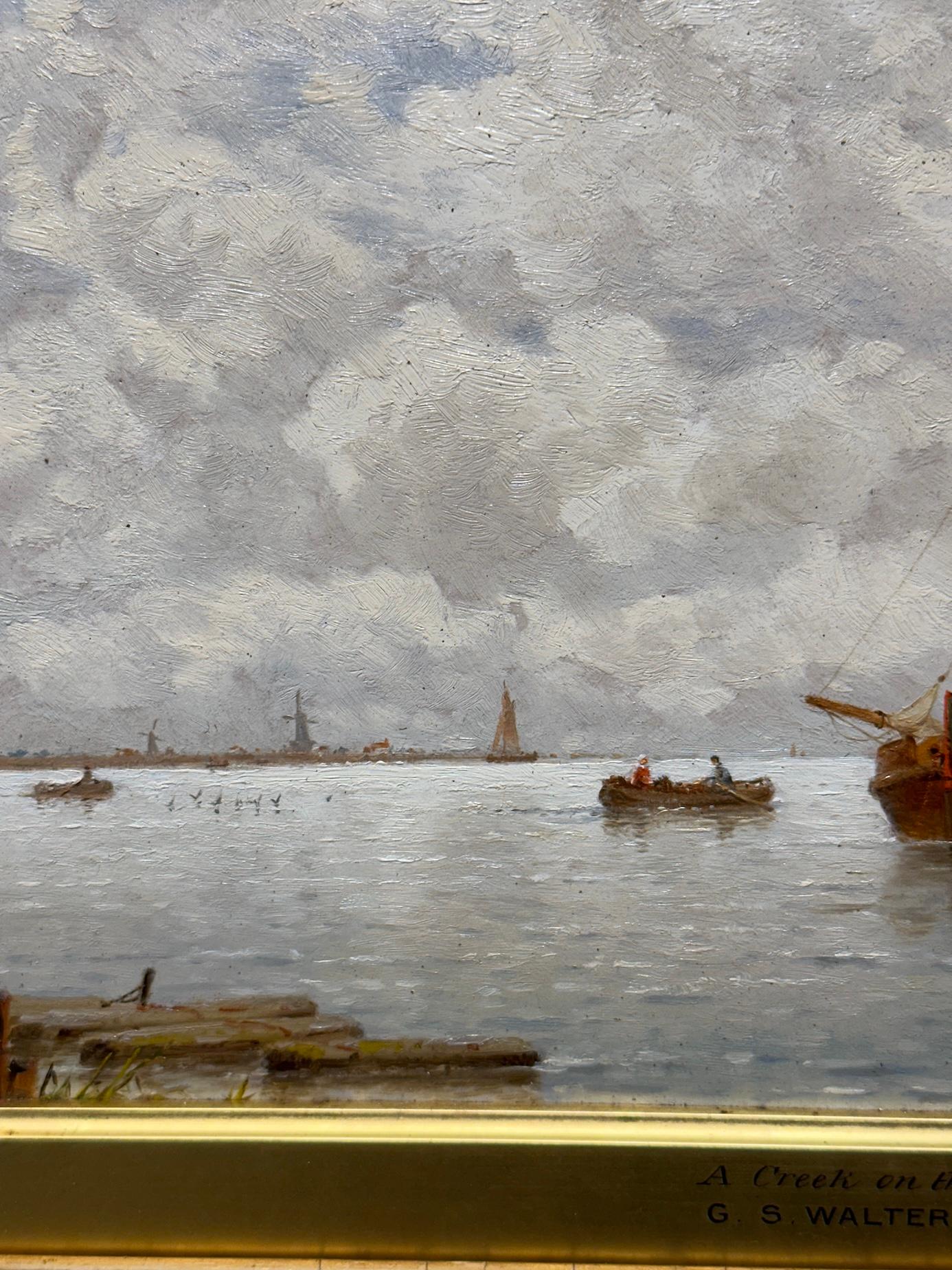 Englische Flussssssszene auf der Maas aus dem 19. Jahrhundert, Holland – Painting von George Stanfield Walters