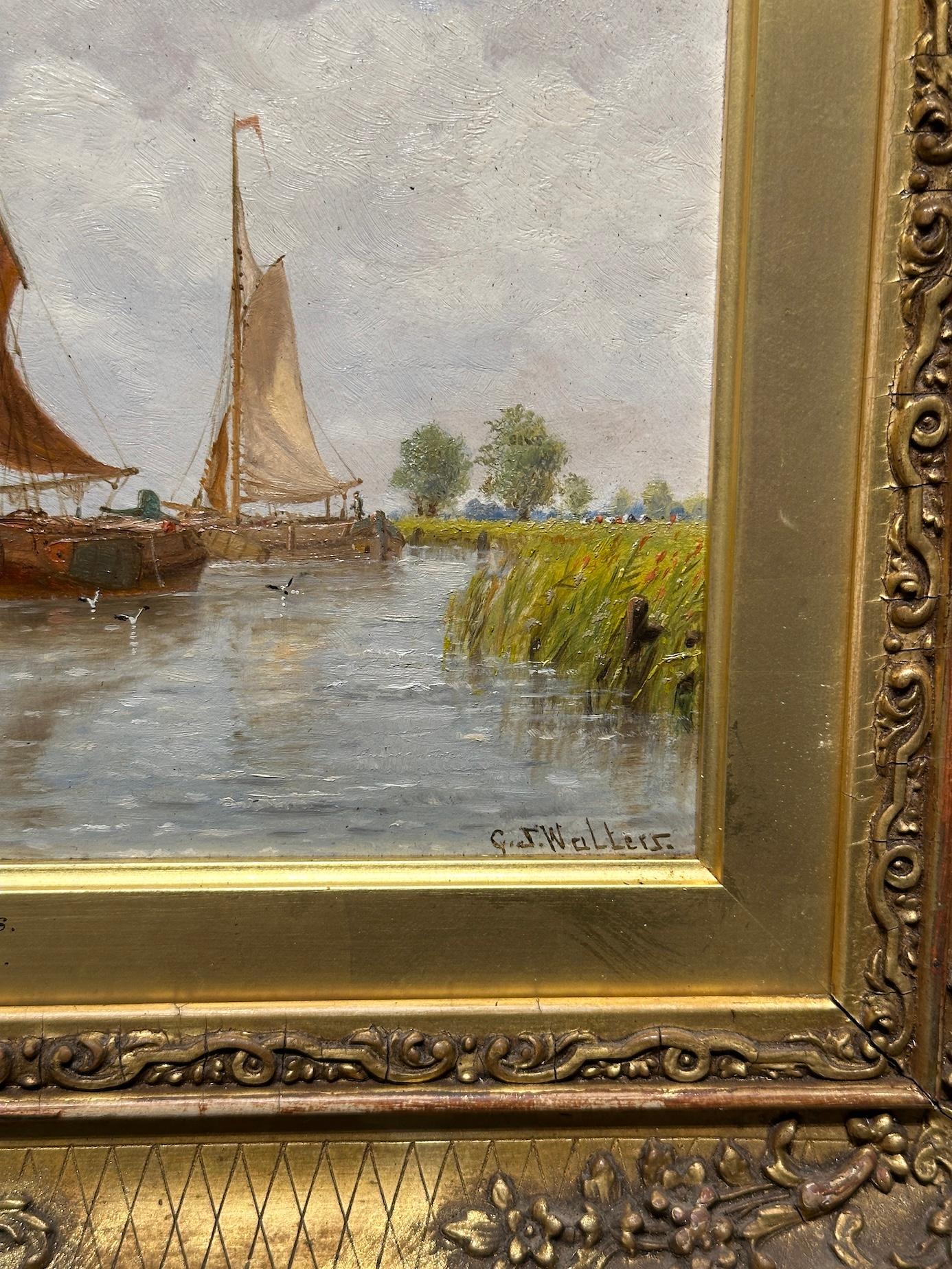 Englische Flussssssszene auf der Maas aus dem 19. Jahrhundert, Holland im Angebot 1