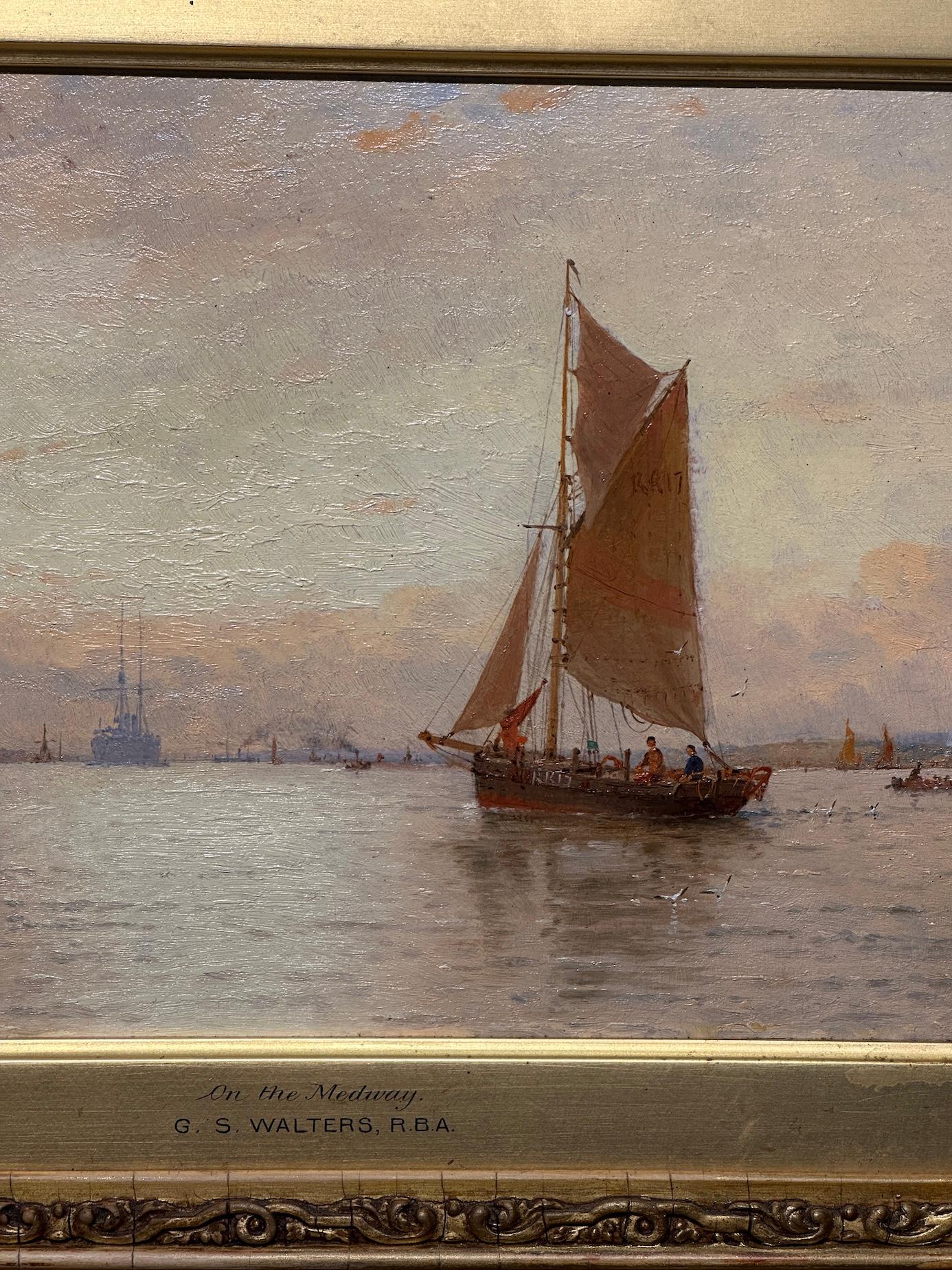 19th century English River Scene on the Medway - Painting Victoriano de George Stanfield Walters