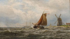 George Stanfield Walters (1838-1924) - Olio incorniciato della fine del XIX secolo, Vela al largo