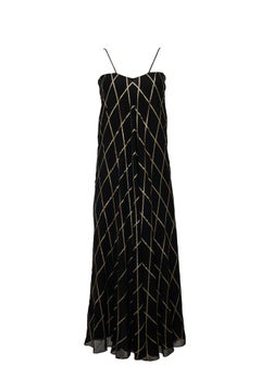 George Stavropoulos 1970's Black with Gold Lame Chiffon Dress Set