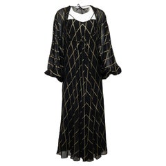 George Stavropoulos 1970
s Black with Gold Lame Chiffon Dress Set