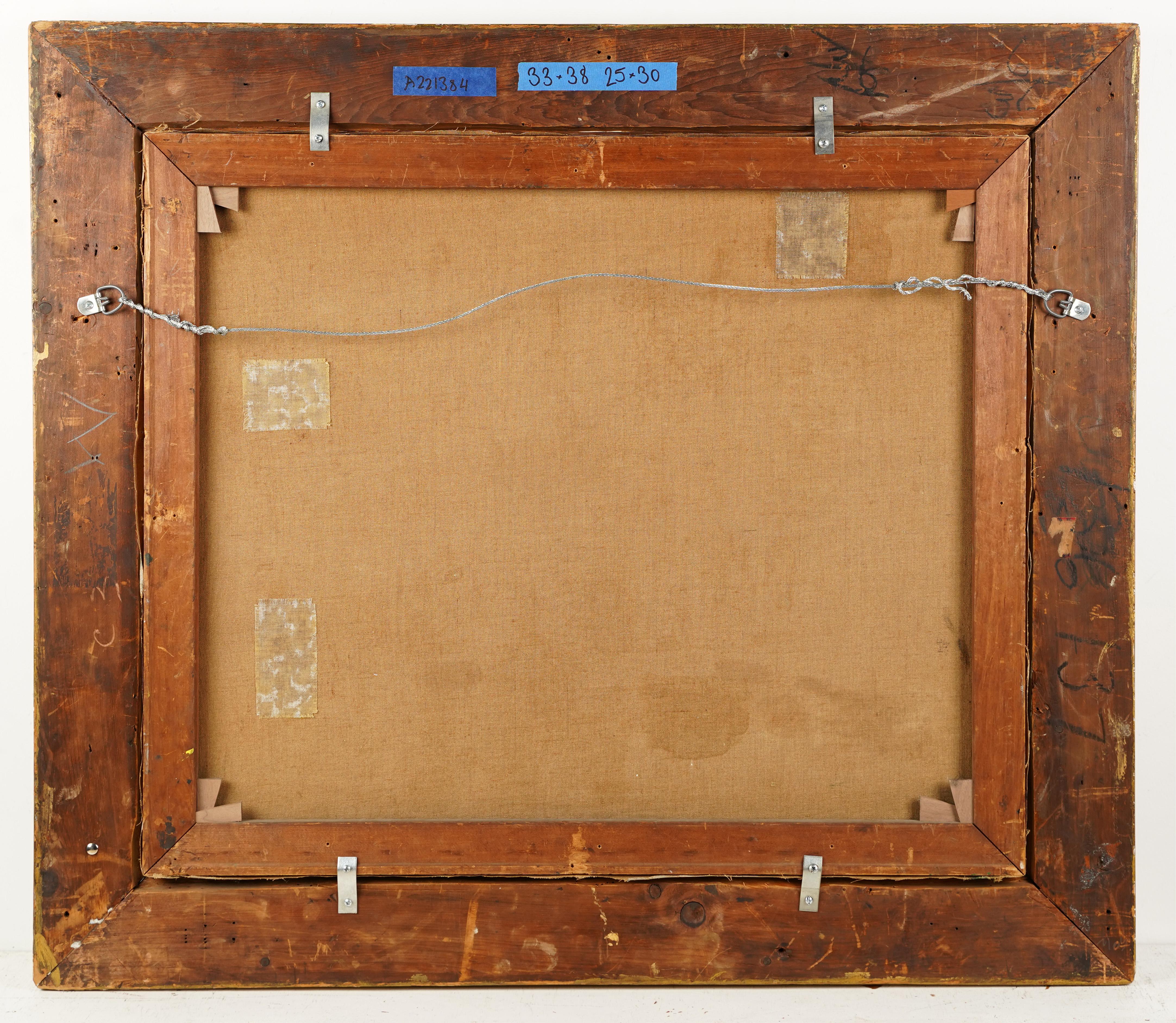 Antiguo paisaje de jardín de flores firmado por un impresionista americano  Pintura al óleo 2