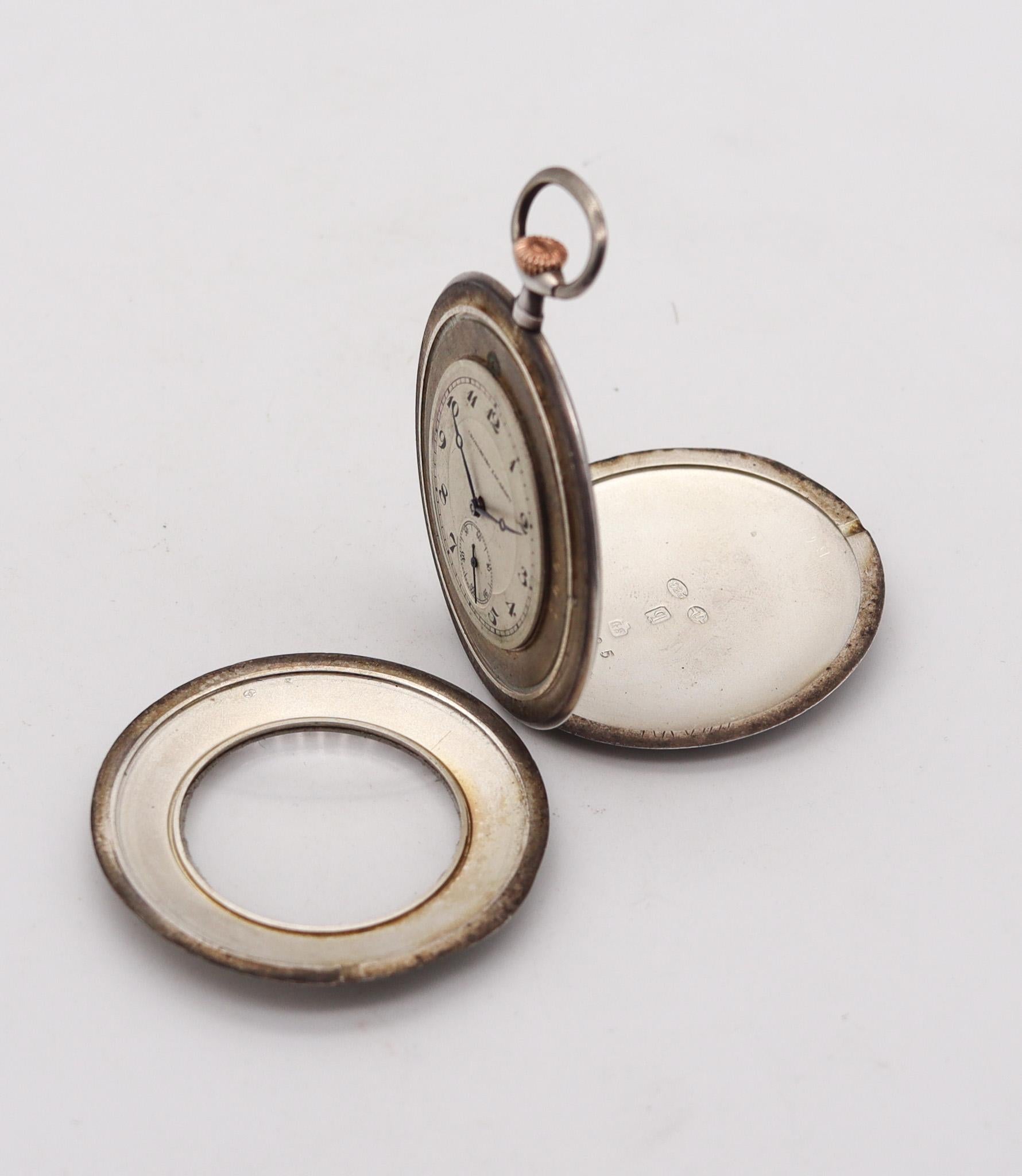 George Stockwell 1911 London Edwardian Enameled Guilloche Sterling Pocket Watch  For Sale 4