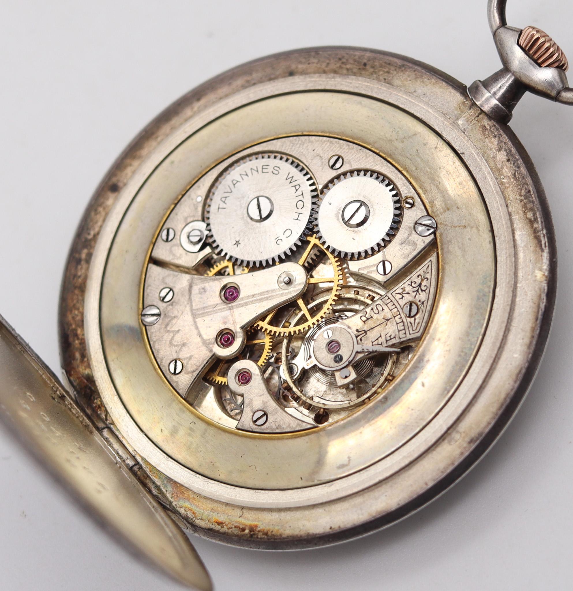 George Stockwell 1911 London Edwardian Enameled Guilloche Sterling Pocket Watch  For Sale 2