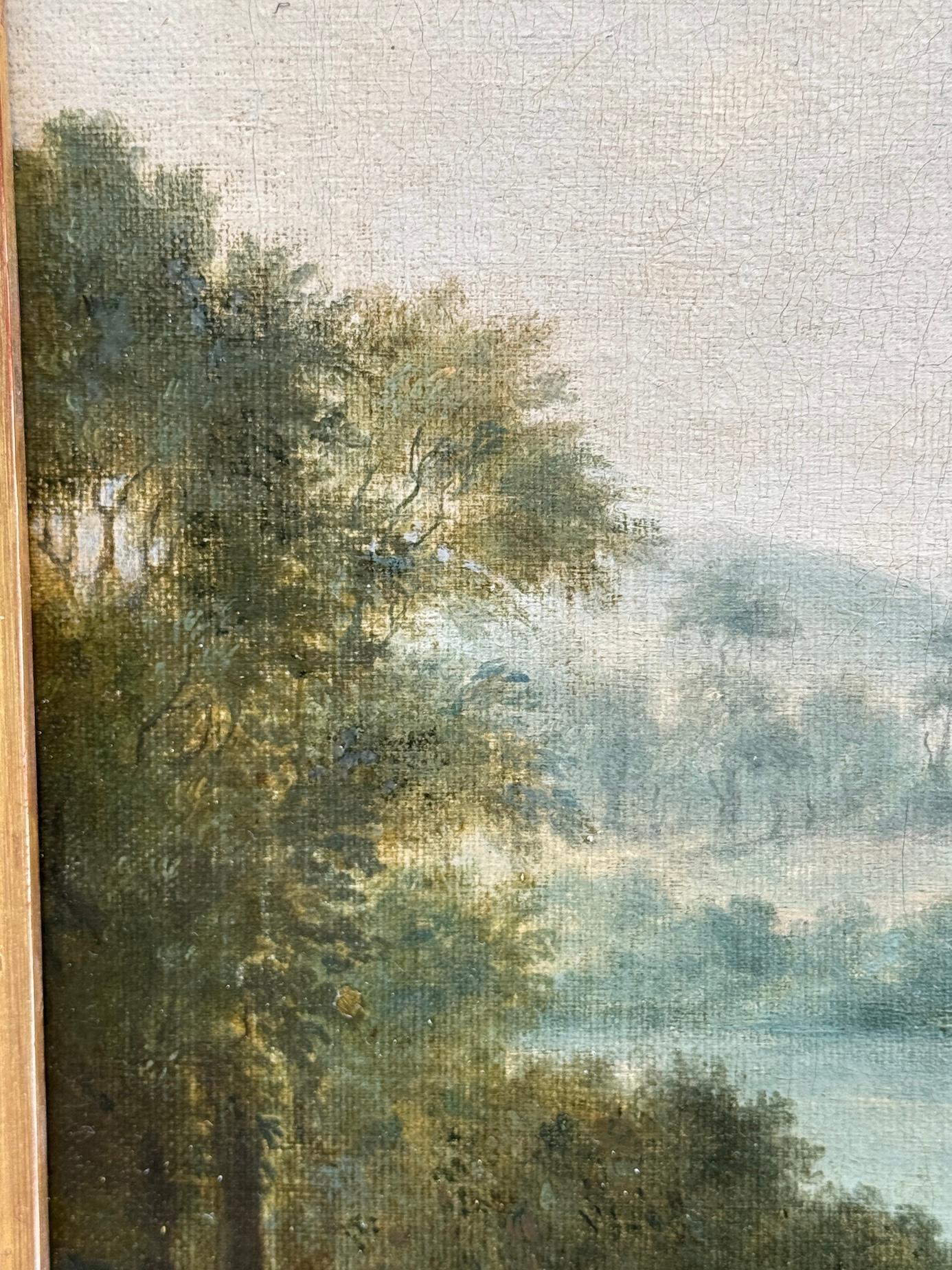 19th century English portrait of a Gun dog, hound in an English garden landscape For Sale 5