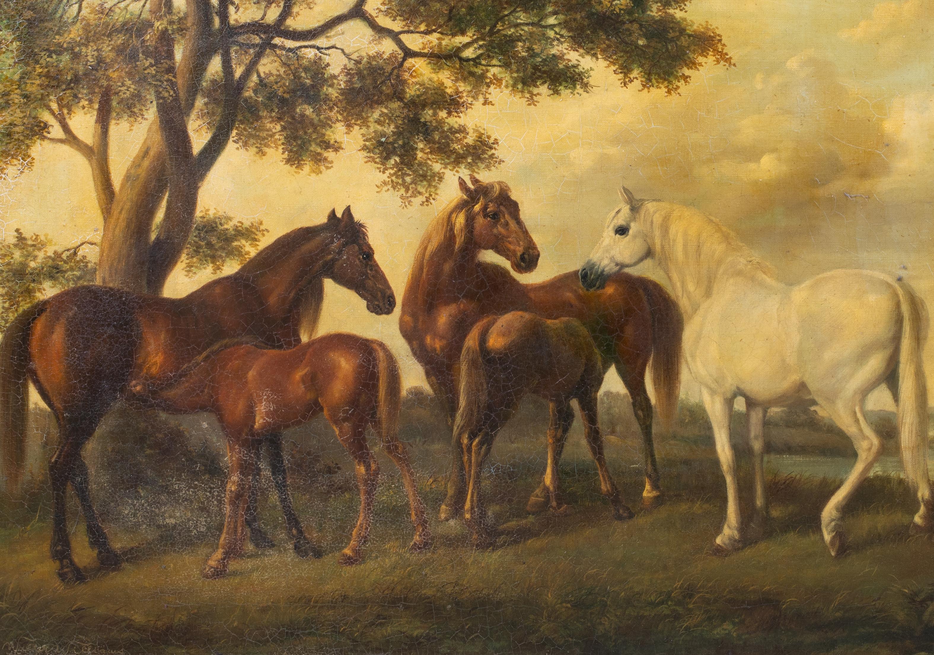 Horses In A Field, 18th/19th Century  circle of GEORGE STUBBS (1724-1806)   For Sale 2