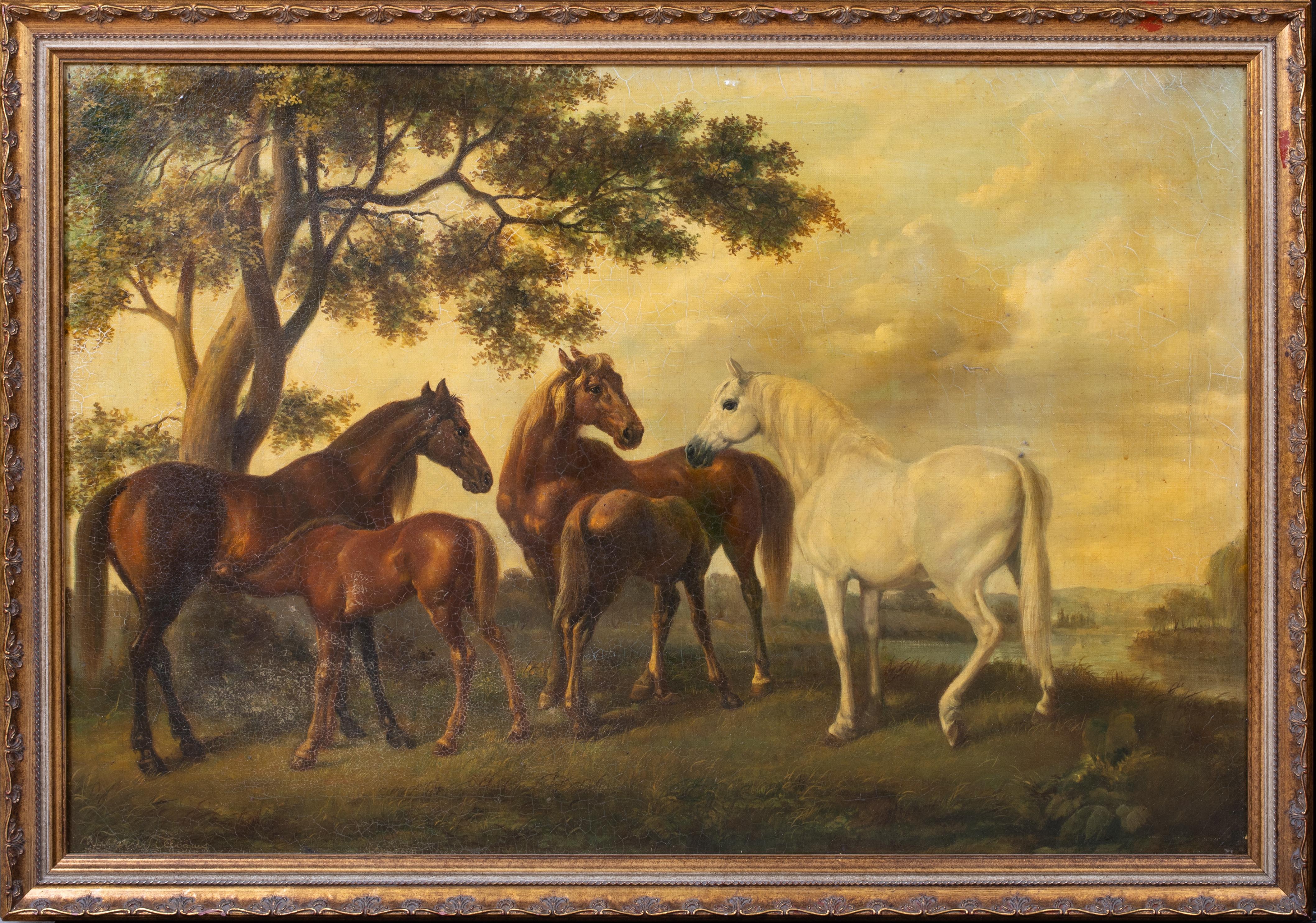 Horses In A Field 18th 19th Century Circle Of GEORGE STUBBS 1724 1806 