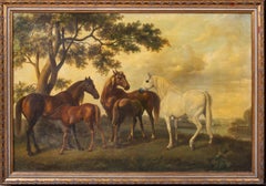 Antique Horses In A Field, 18th/19th Century  circle of GEORGE STUBBS (1724-1806)  