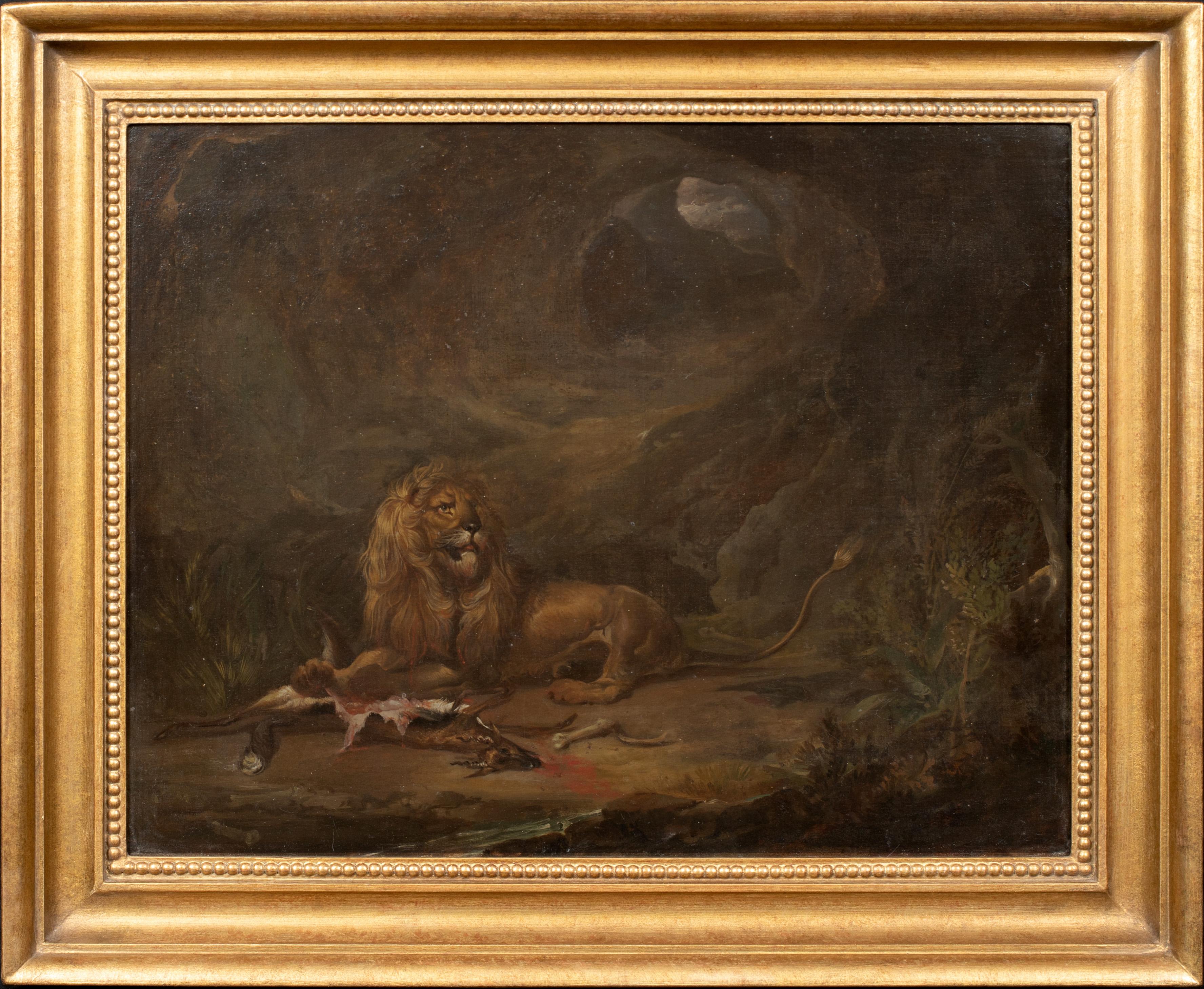 Lion & Carcass, 18th Century  - Painting by George Stubbs