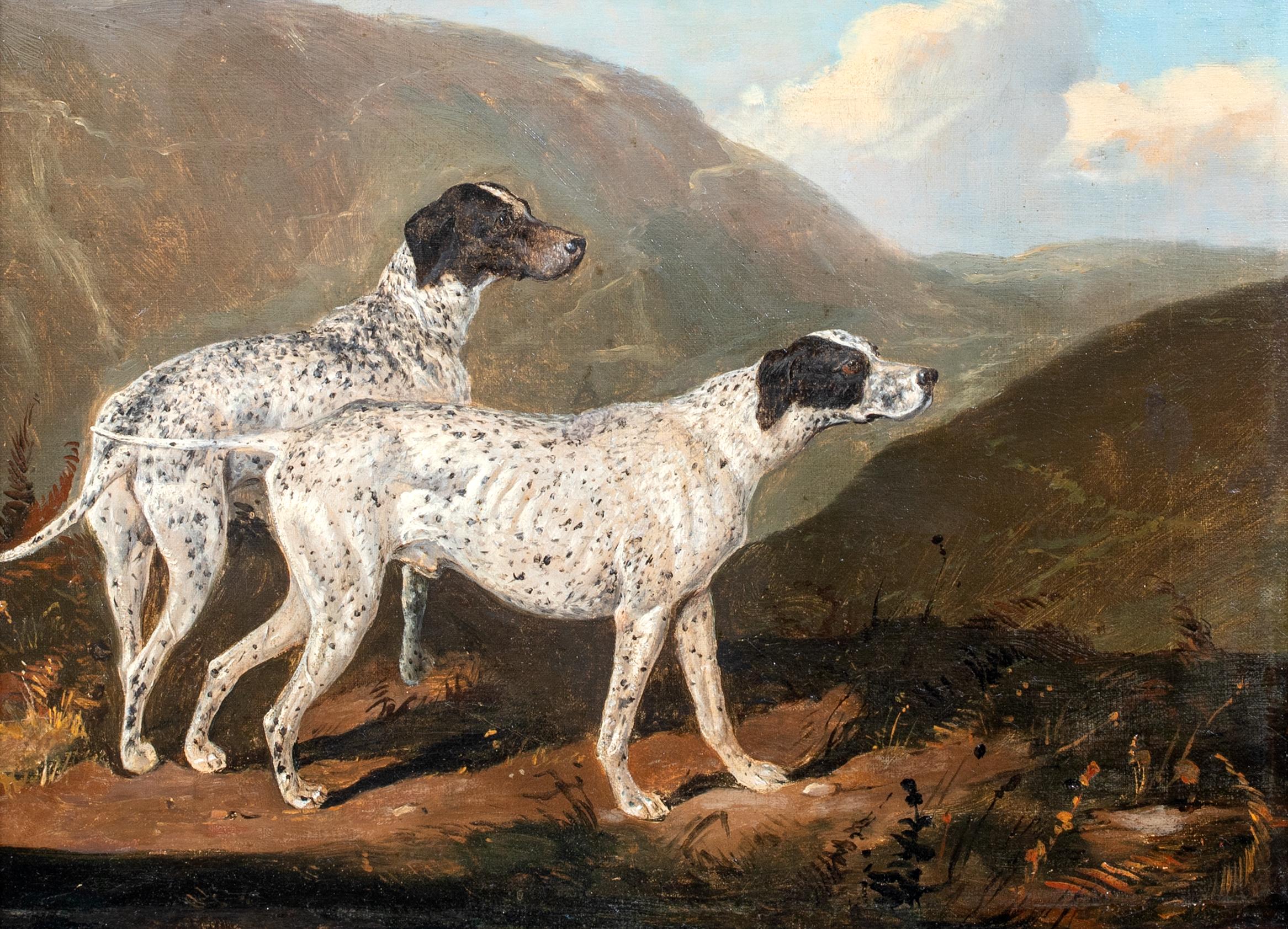 Portrait Of A Pair Of German Shorthaired Pointers, 18th/19th Century  - Brown Animal Painting by George Stubbs