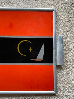 Art Deco Machine Age Micarta Bar-Tablett mit Aluminium-Intarsien von George Switzer