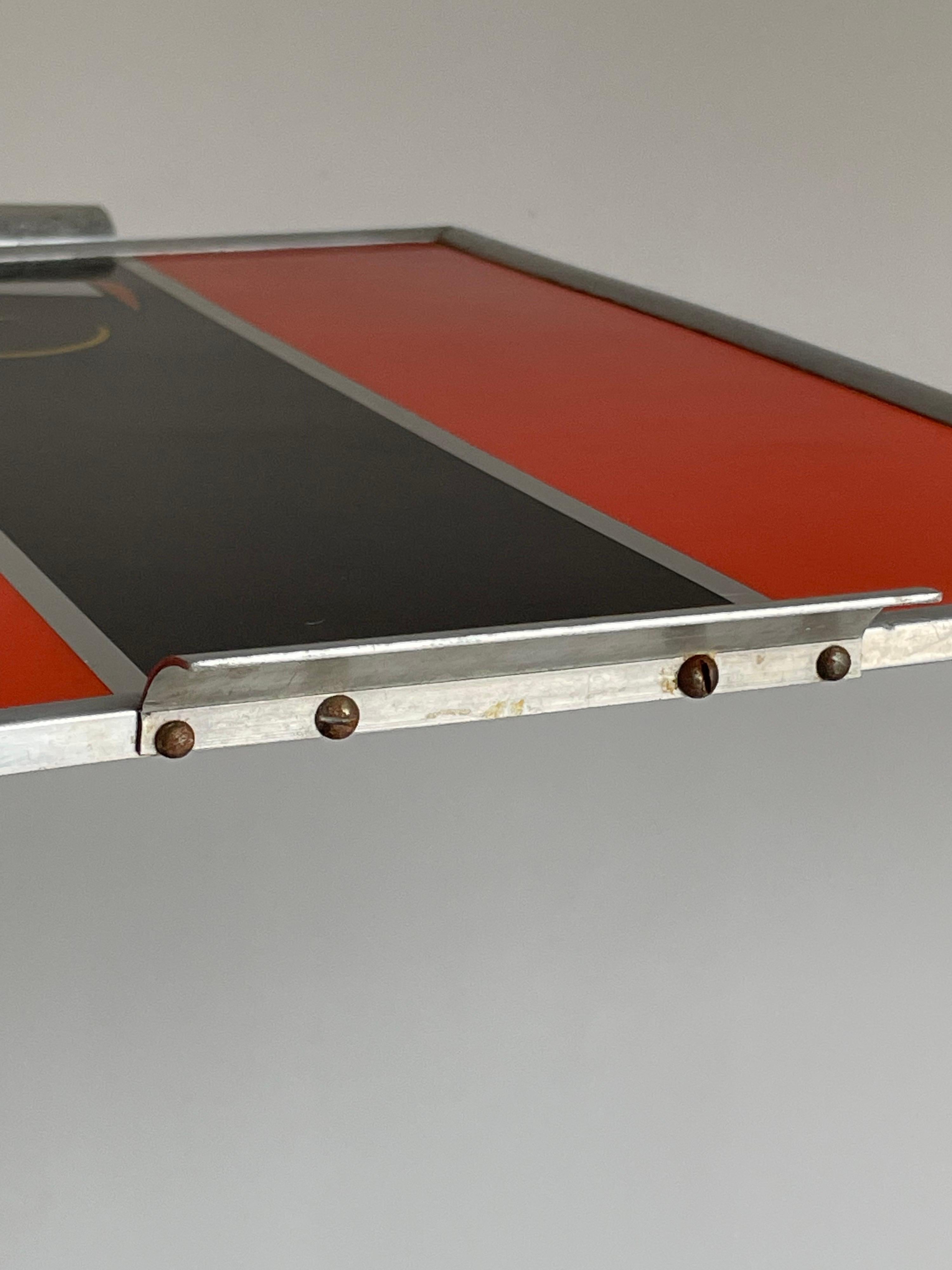 George Switzer Art Deco Machine Age Aluminum Inlaid Micarta Bar Tray For Sale 1