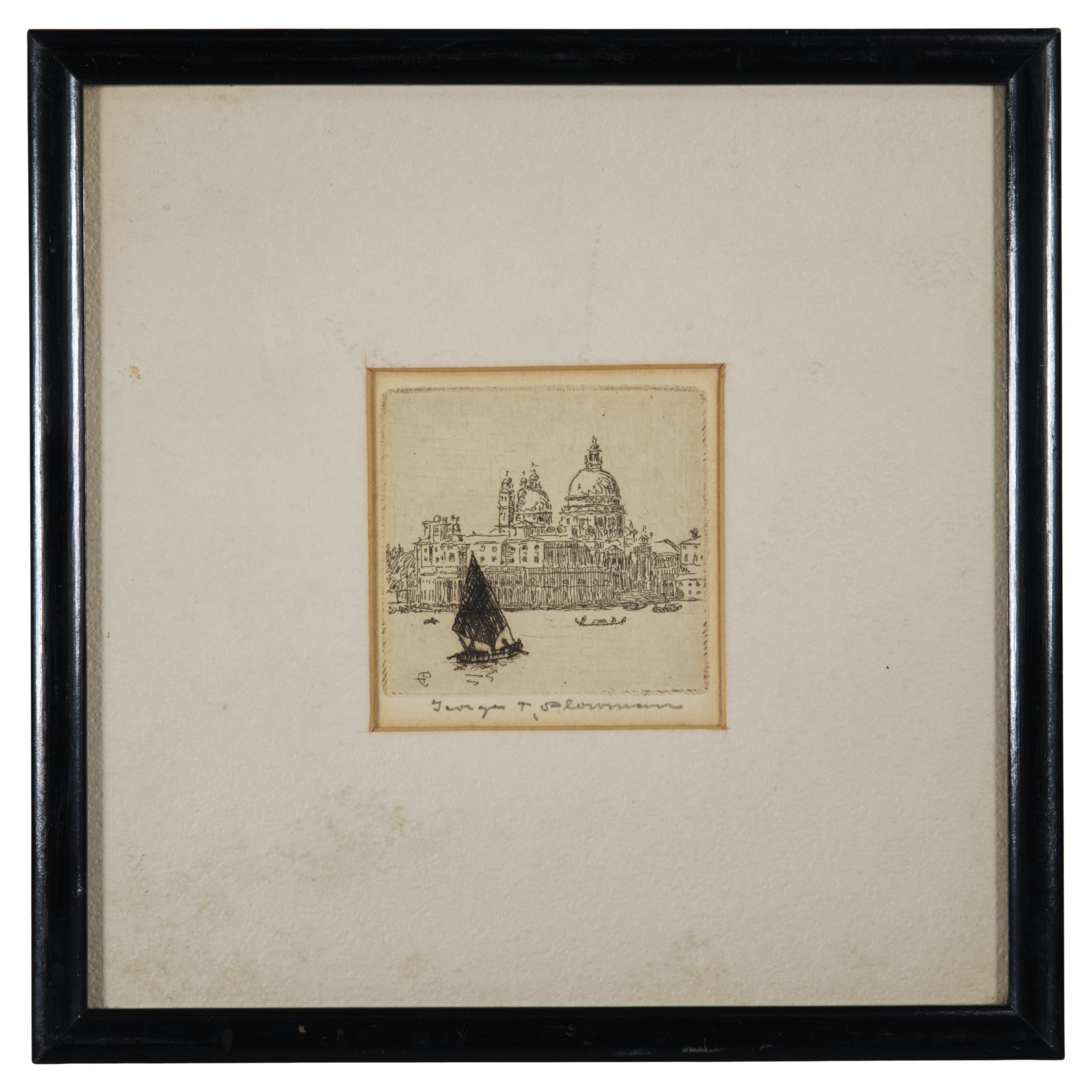 George T. Plowman (1869-1932), Scene veneziane, acquaforte incorniciata in vendita