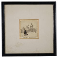 Antique George T. Plowman (1869–1932), Venetian Scenes Framed Etching