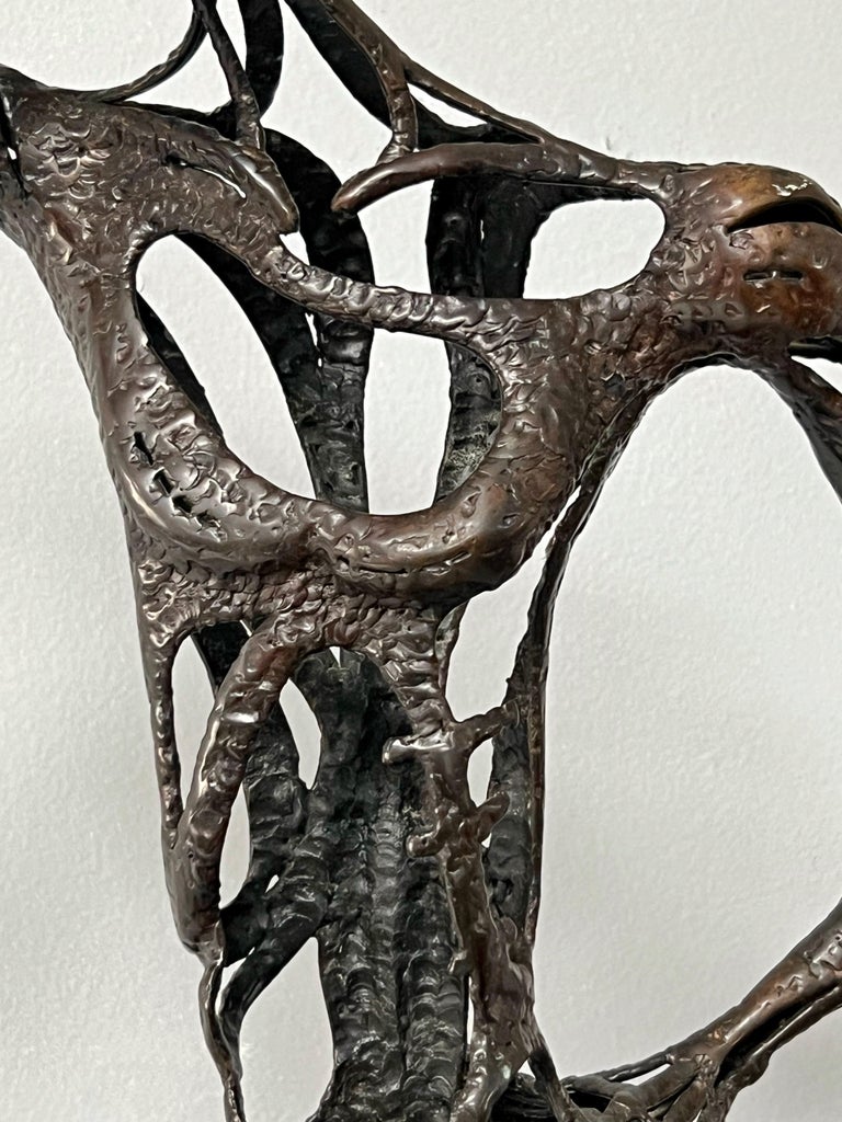 Late 20th Century George Tate Abstract Brutalist Hand Welded Bronze Sculpture For Sale