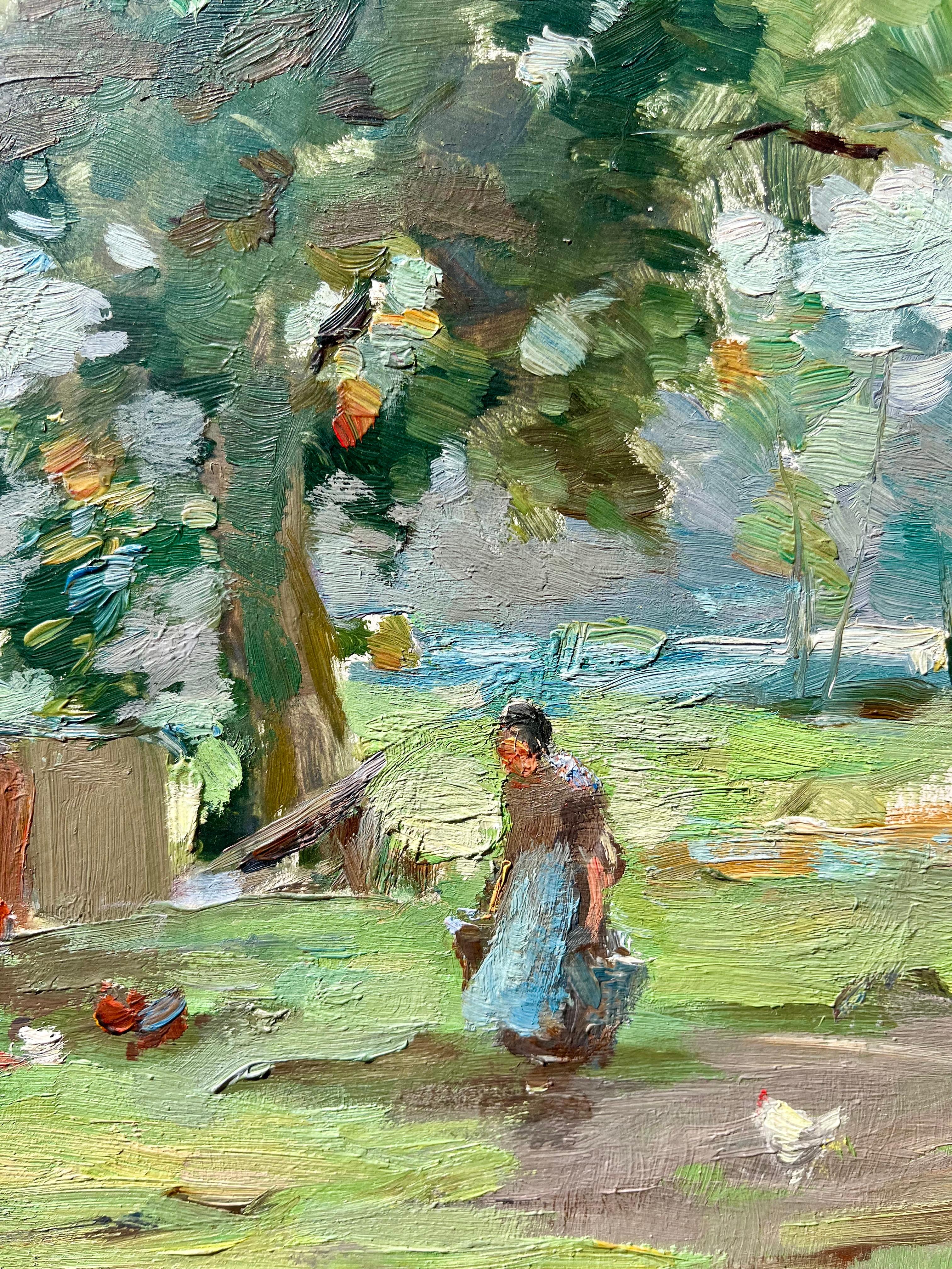 Dare da mangiare alle galline - Painting di George Taylor