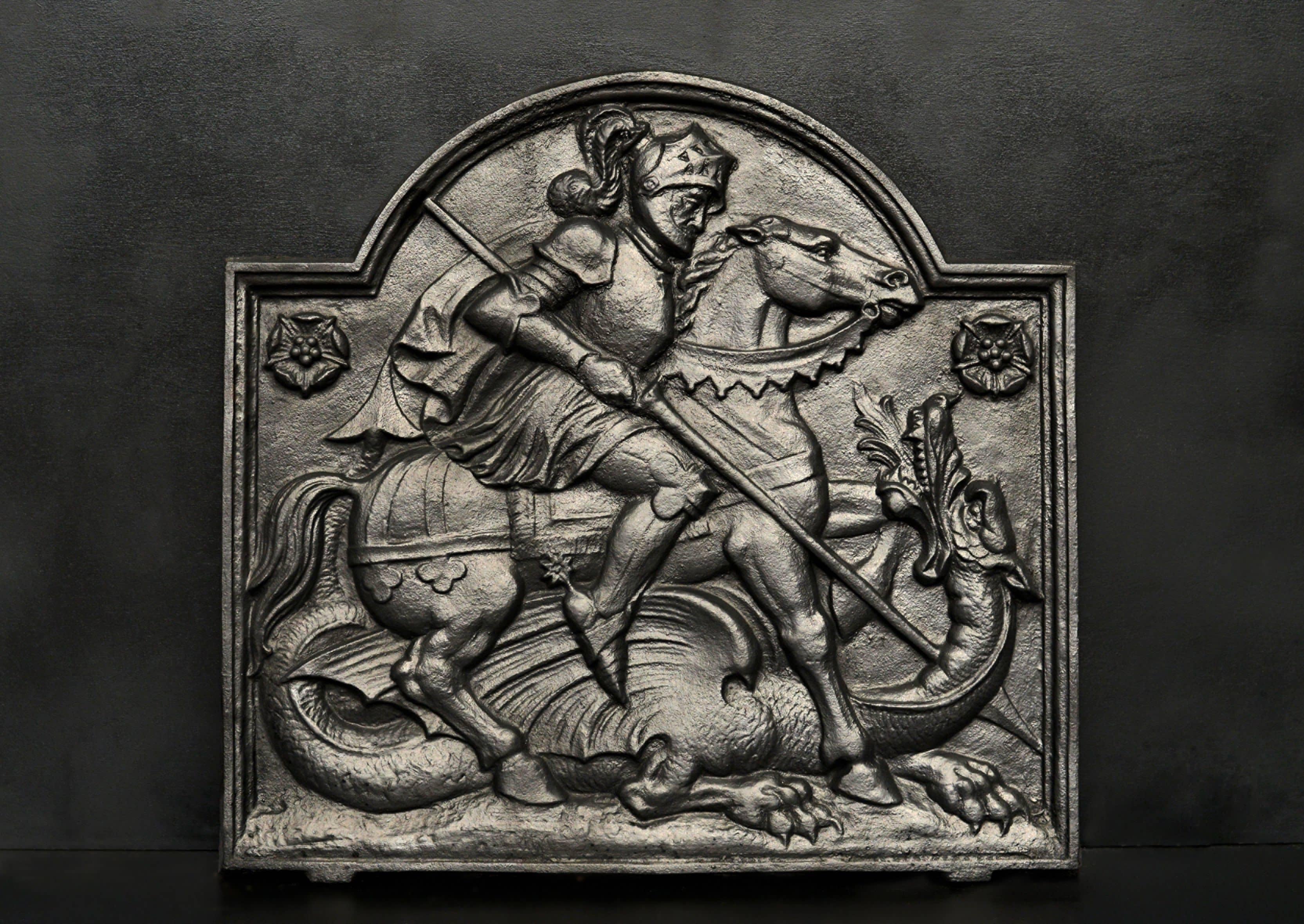 Anglais Plaque de cheminée en fonte George & The Dragon en vente